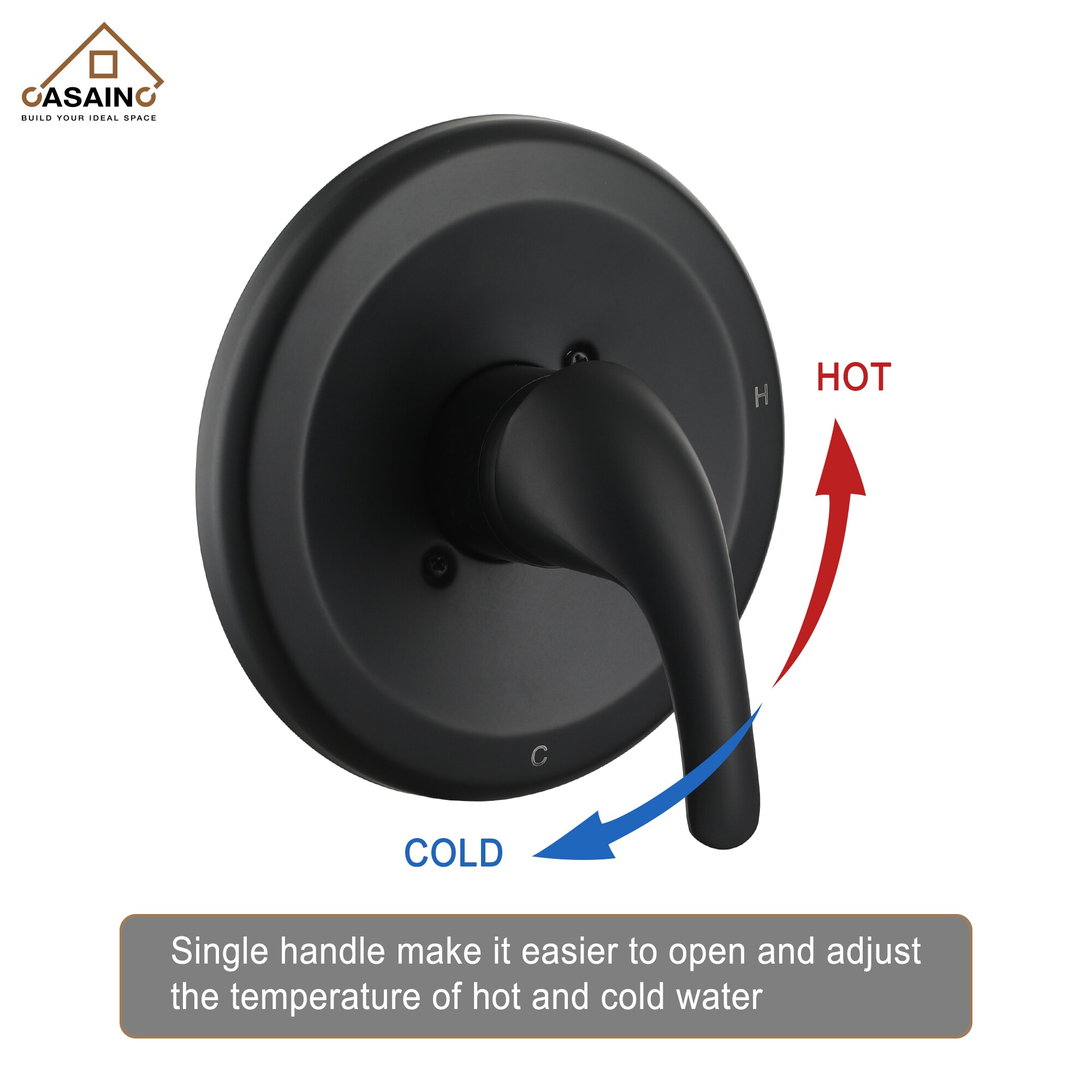 CASAINC CS1913-MB Showerhead-Bar-Panels - View #11