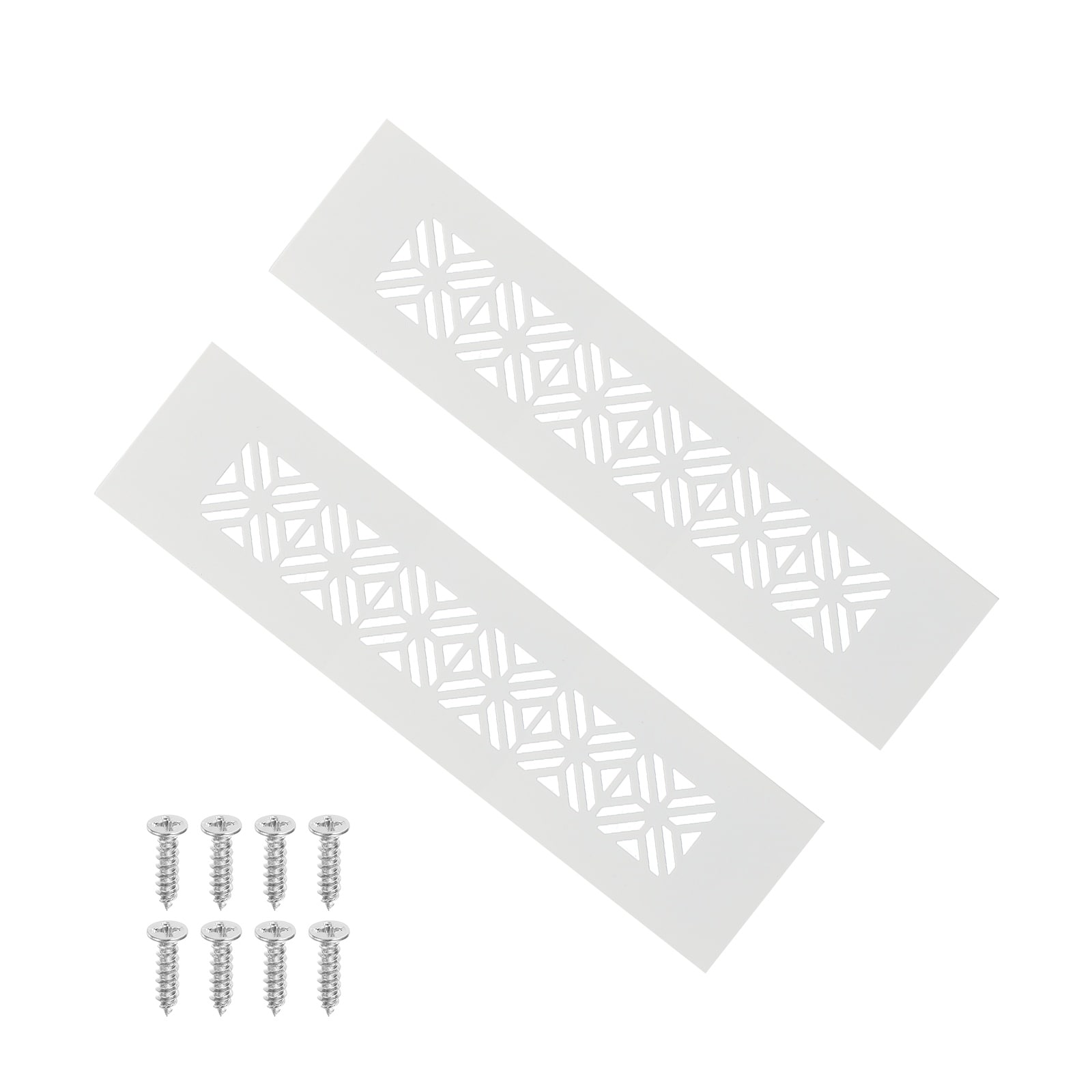 PATIKIL 8 x 2inch Door Air Vent Cover 2pcs Heavy Duty Aluminum Grille Ventilation Cover Louvered with Mounting Screws for Cabinet Wardrobe Door White