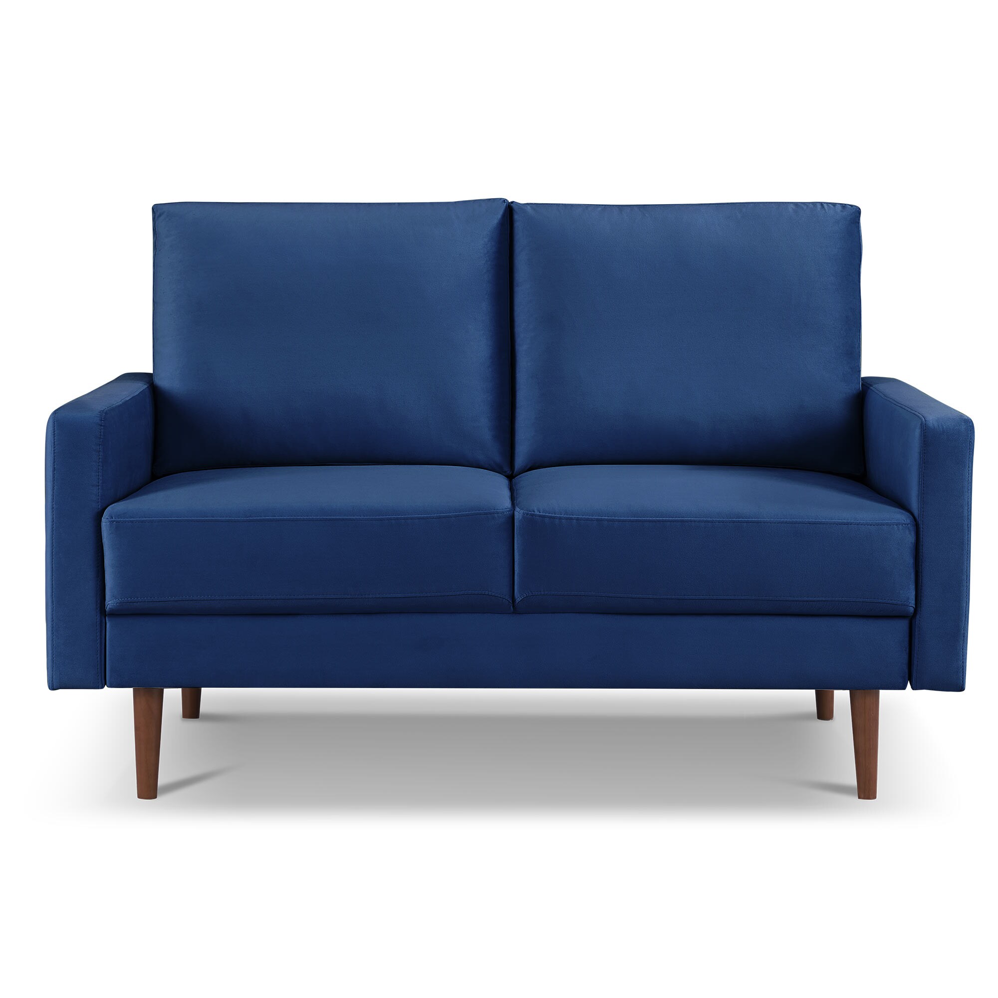 Modern Blue Velvet 57" Loveseat with Square Arms