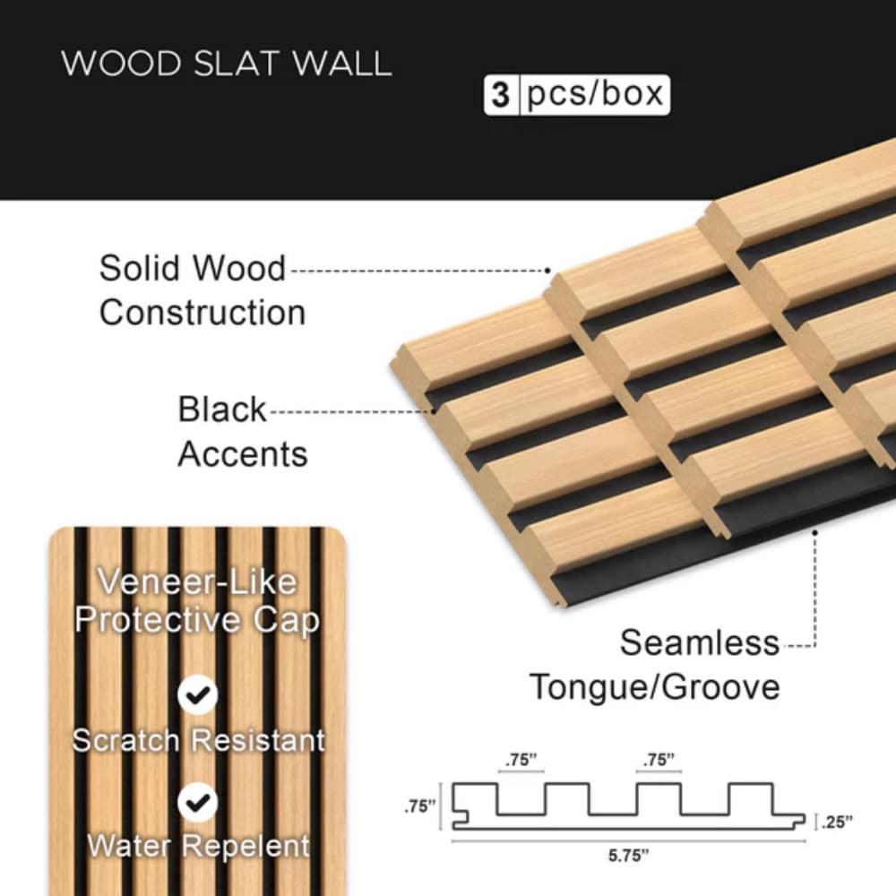 HIGHLANDERHOME 4GRIDBGAPWHITEMAPLE Wall-Panels - View #2