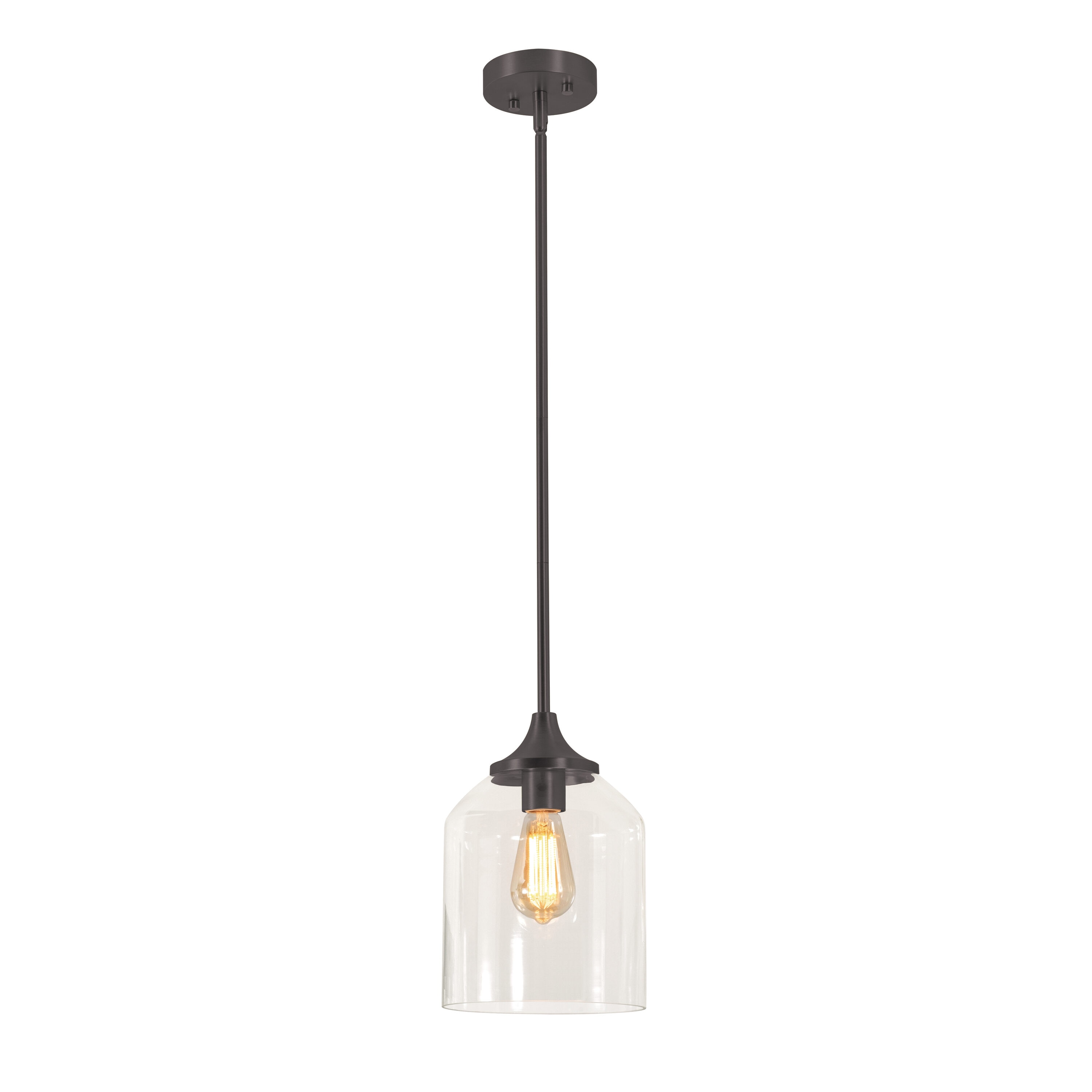 William Mini Black Glass Bell Pendant Light for Indoor/Outdoor