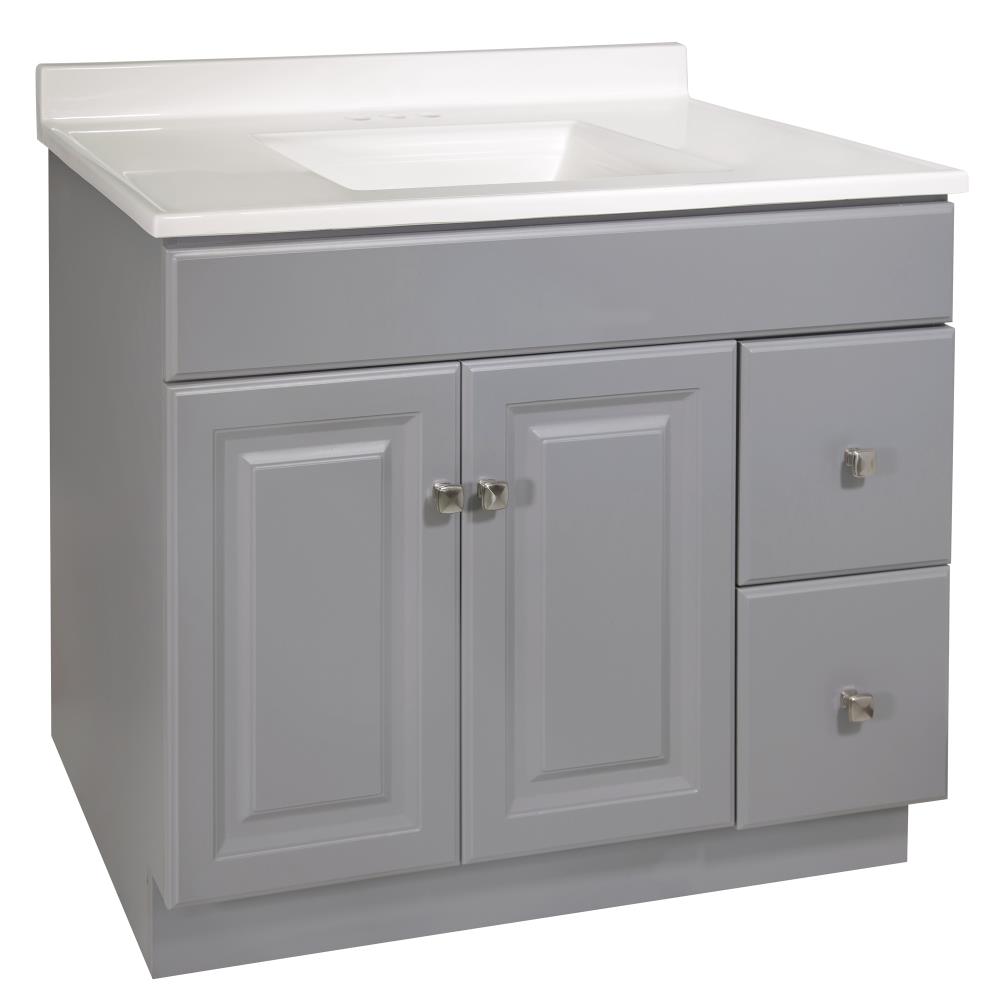 Gray Single Sink Bathroom Vanity, Design House Wyndham 36 In White Bathroom Vanity Cabinet