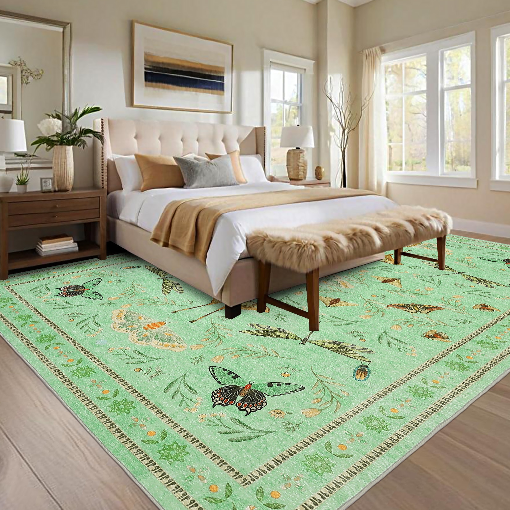 GarveeLife 5x7 Insect Print Machine Washable Soft Area Rug Non Slip Low ...