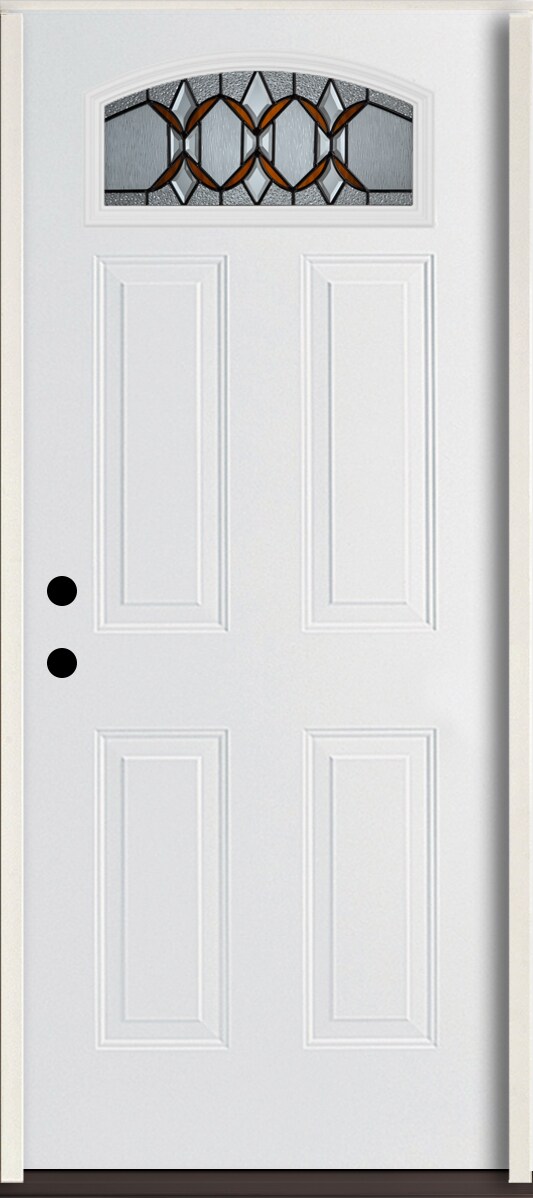 RELIABILT LO841869 Park Hill 36-in x 80-in x 4-9/16-in Fiberglass 1/4 lite Right-hand inswing Modern White Painted Prehung Front Door Insulating core