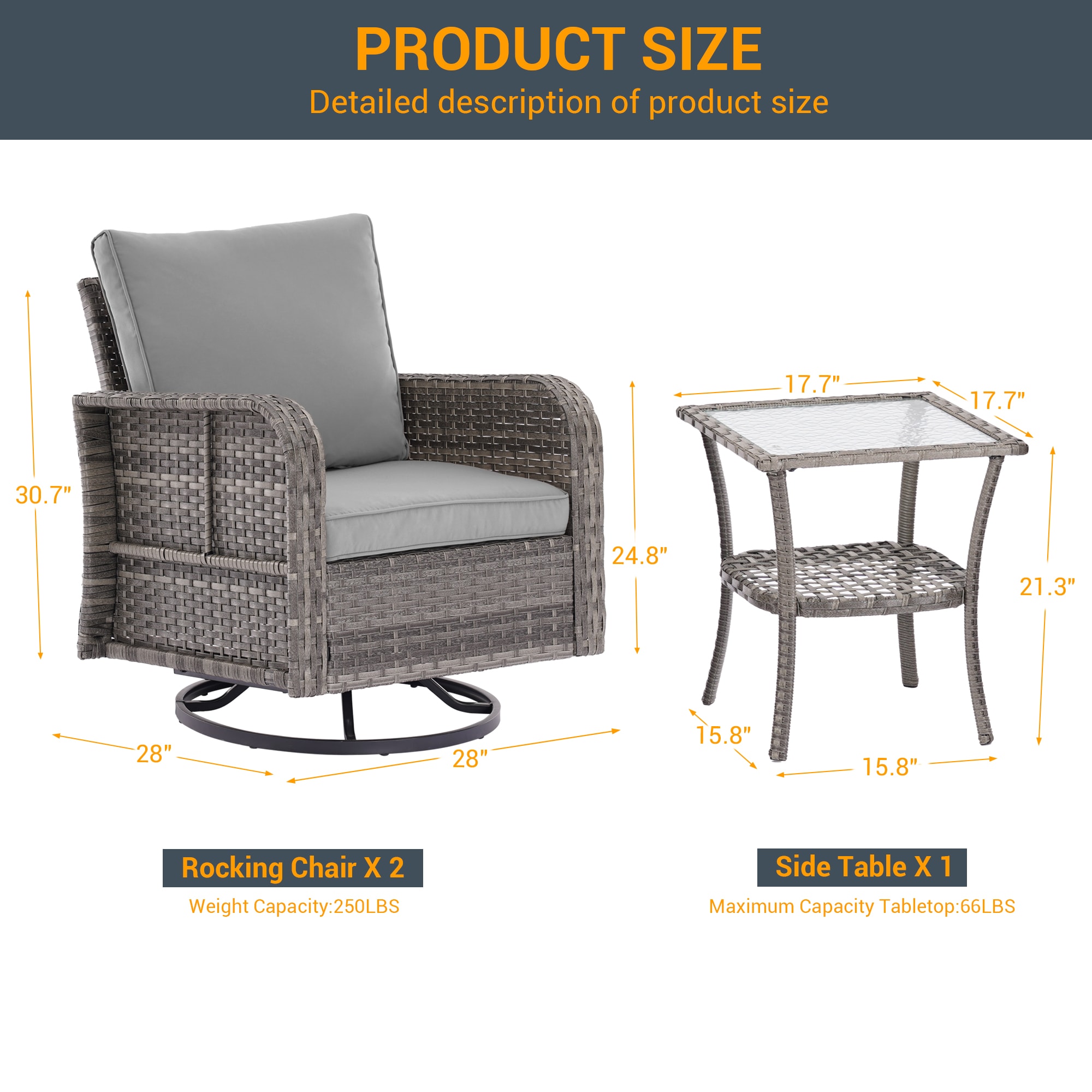 Sonkuki SD-G155HGY Patio-Conversation-Sets - View #3