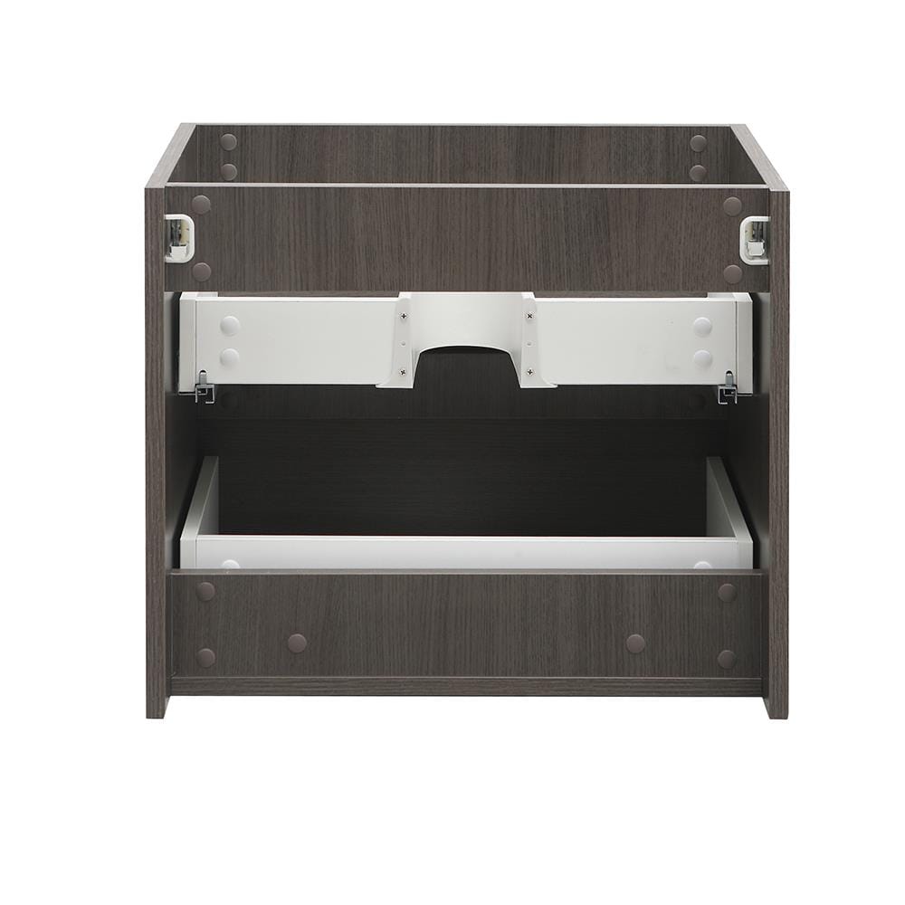 Gray Oak 24" Wall Mount Single Sink Vanity Base with Soft-Closing Drawers