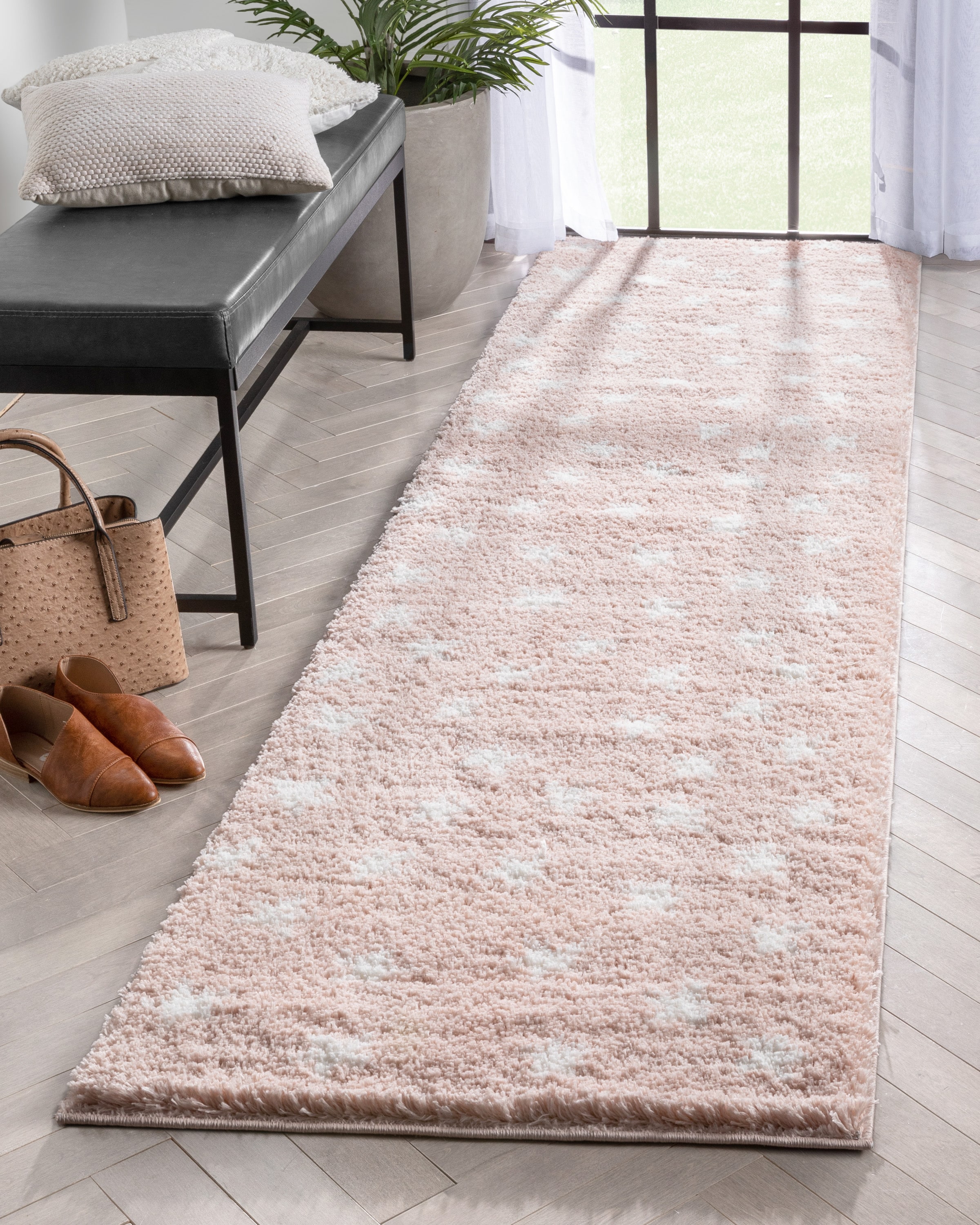 Well Woven HAV-10-2L Haven 2 x 9 (ft) Loomed Polyester Pink Rectangular Indoor Abstract Mid-Century Modern Runner rug