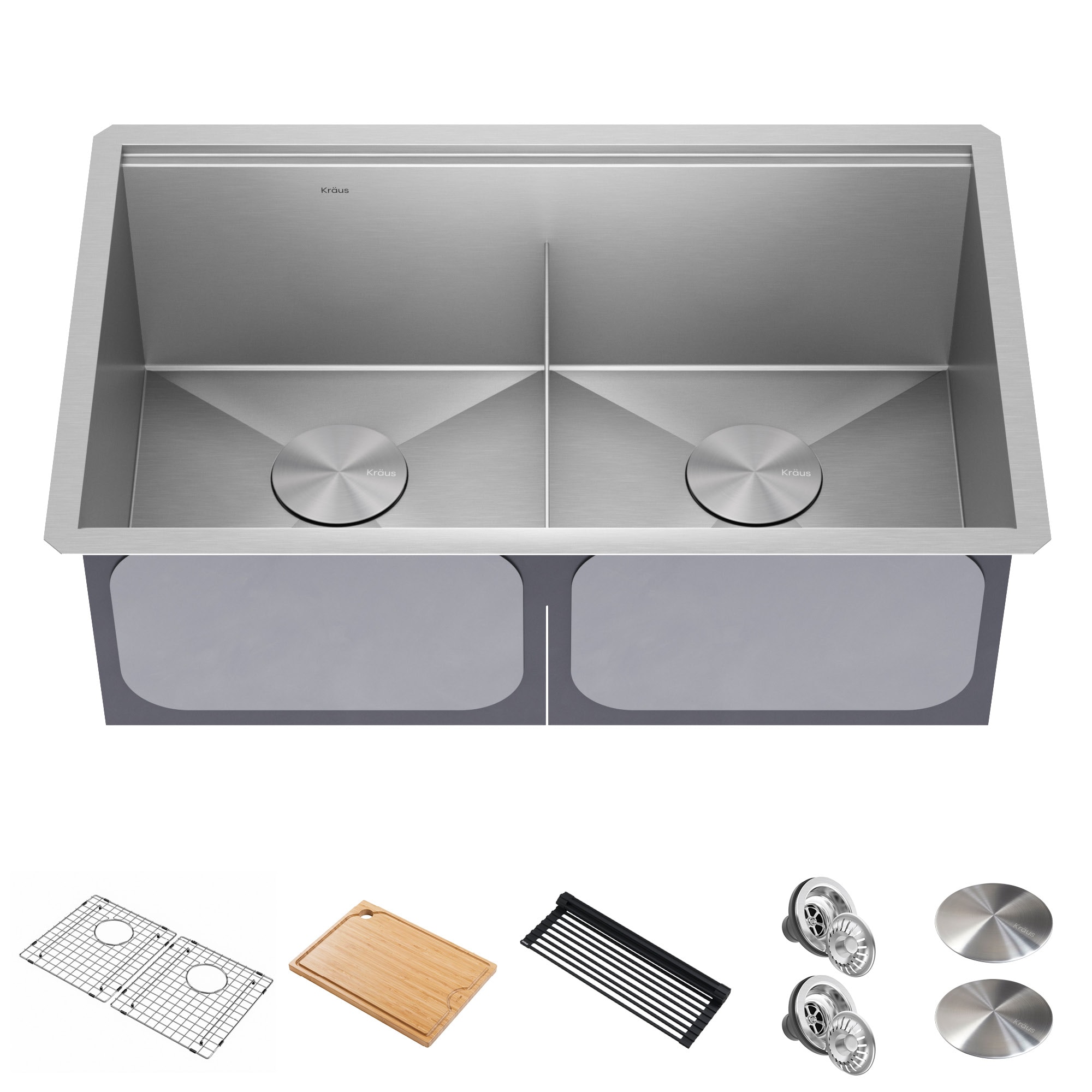 Kraus Kore Undermount 30-in x 19-in Stainless Steel Double Equal 