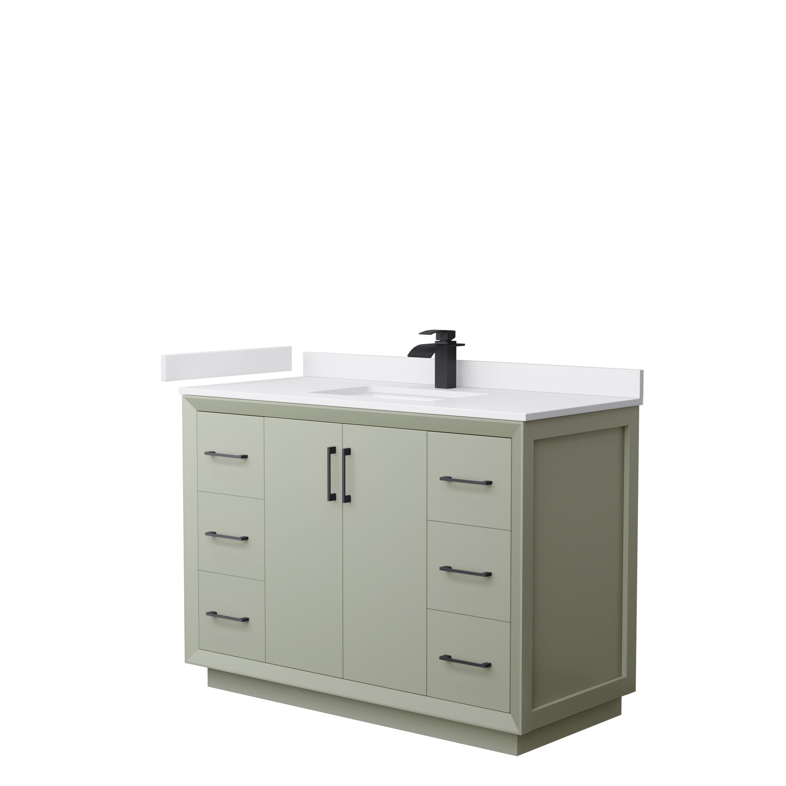 Wyndham Collection WCF414148SLBWCUNSMXX Strada 48-in Light Green with Matte Black Trim Undermount Single sink Bathroom Vanity with White cultured marble Cultured marble Top