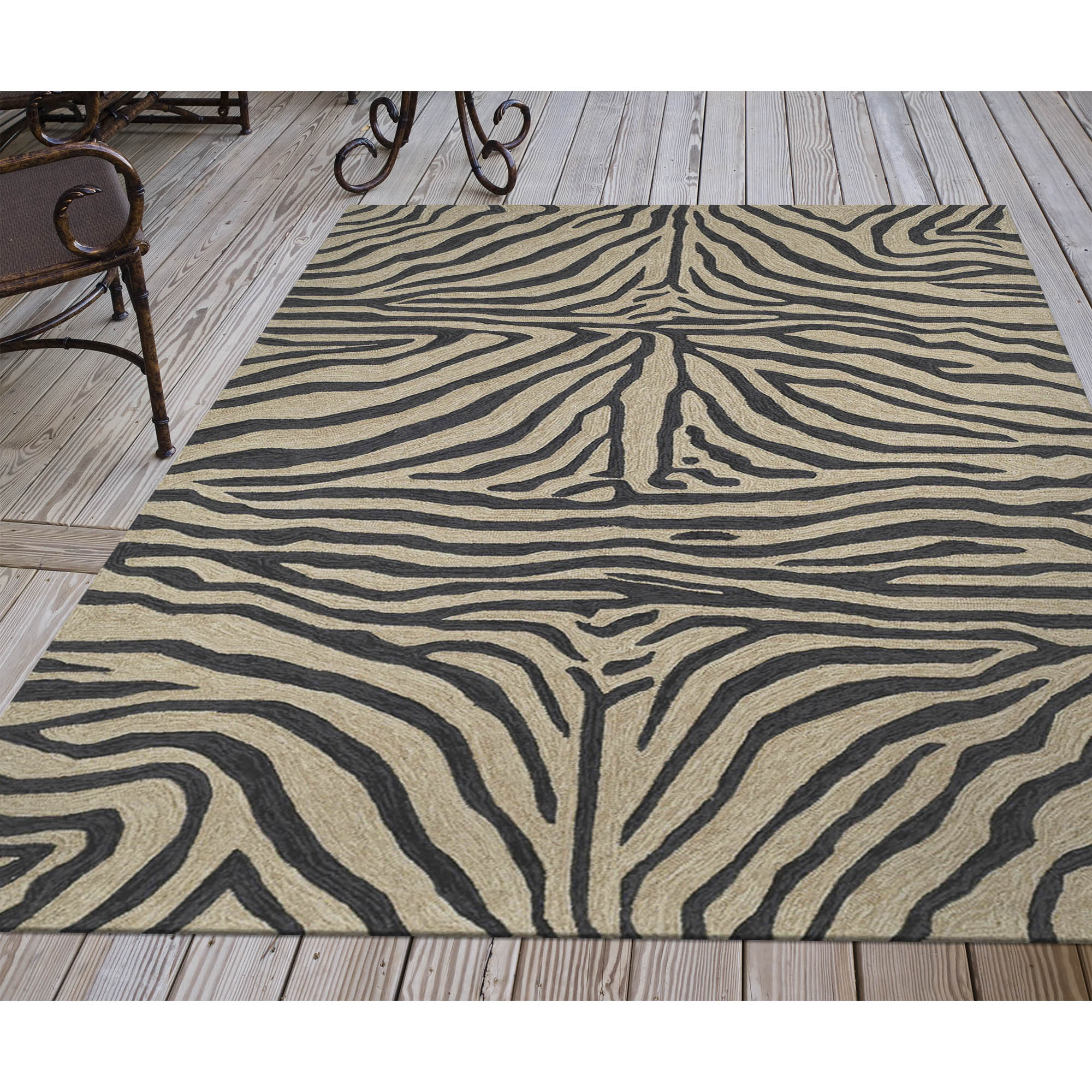 Liora Manne RVL46203348 Ravella 4 x 6 (ft) Tufted Polypropylene Black Rectangular Indoor/Outdoor Animal print Global Area rug