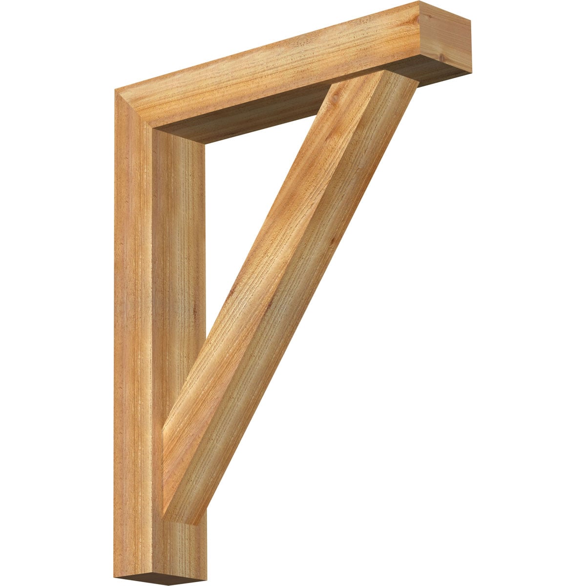 Ekena Millwork 1464757 Traditional Block Rough Sawn Bracket with Offset Brace 6-in x 30-in x 38-in Western red cedar Brown Wood Standard bracket