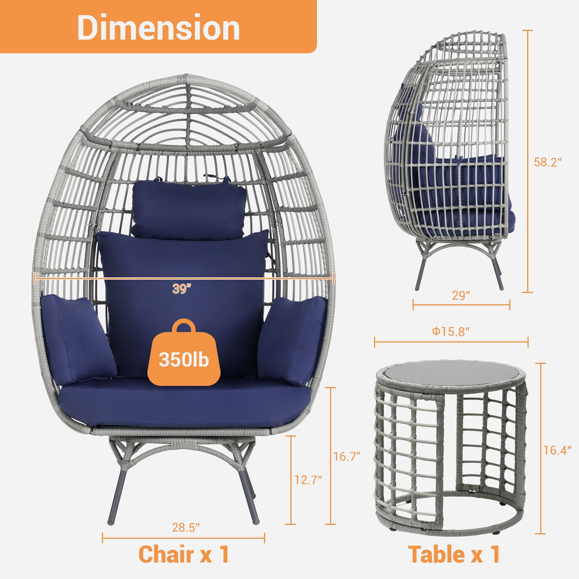 SANSTAR L-RJDC65NY-3P Patio-Conversation-Sets - View #2