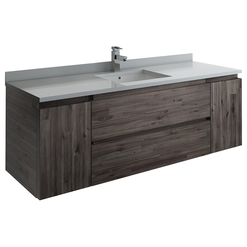 Formosa 60'' Brown Wall-Mount Vanity with Quartz Top