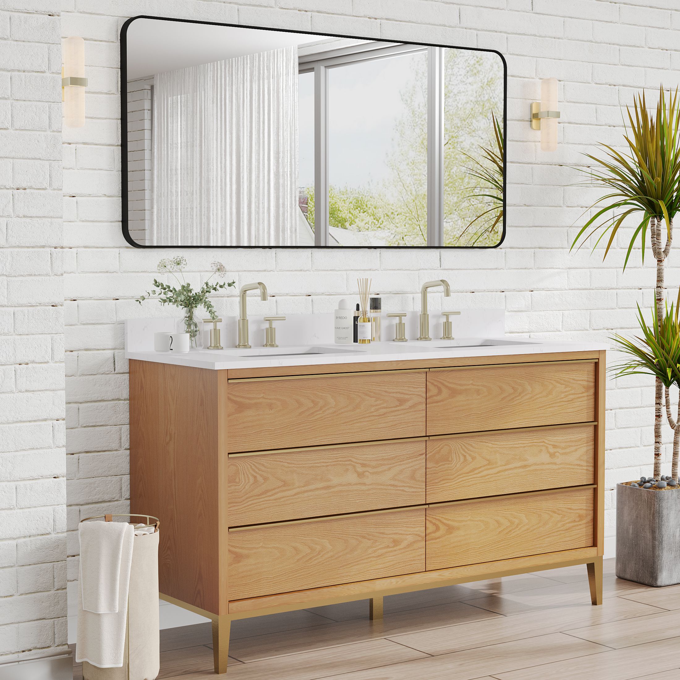 WELLFOR 20.5-in x 33.5-in Surface/Recessed Mount Black Mirrored Oval Soft Close Medicine Cabinet