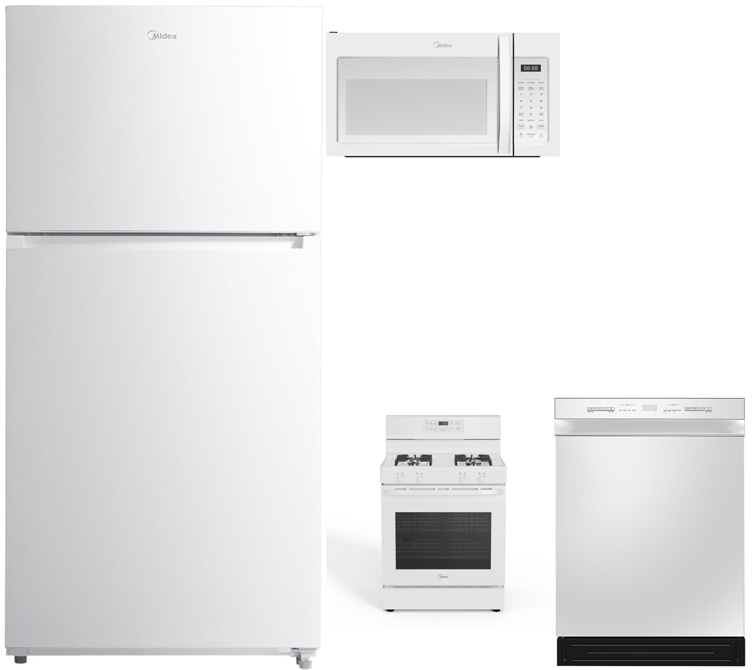   18.1-cu ft Top-Freezer Garage Ready Refrigerator with 30-in Gas Range and 24-in Built-in Dishwasher Kitchen Appliance Package in White - Thumbnail