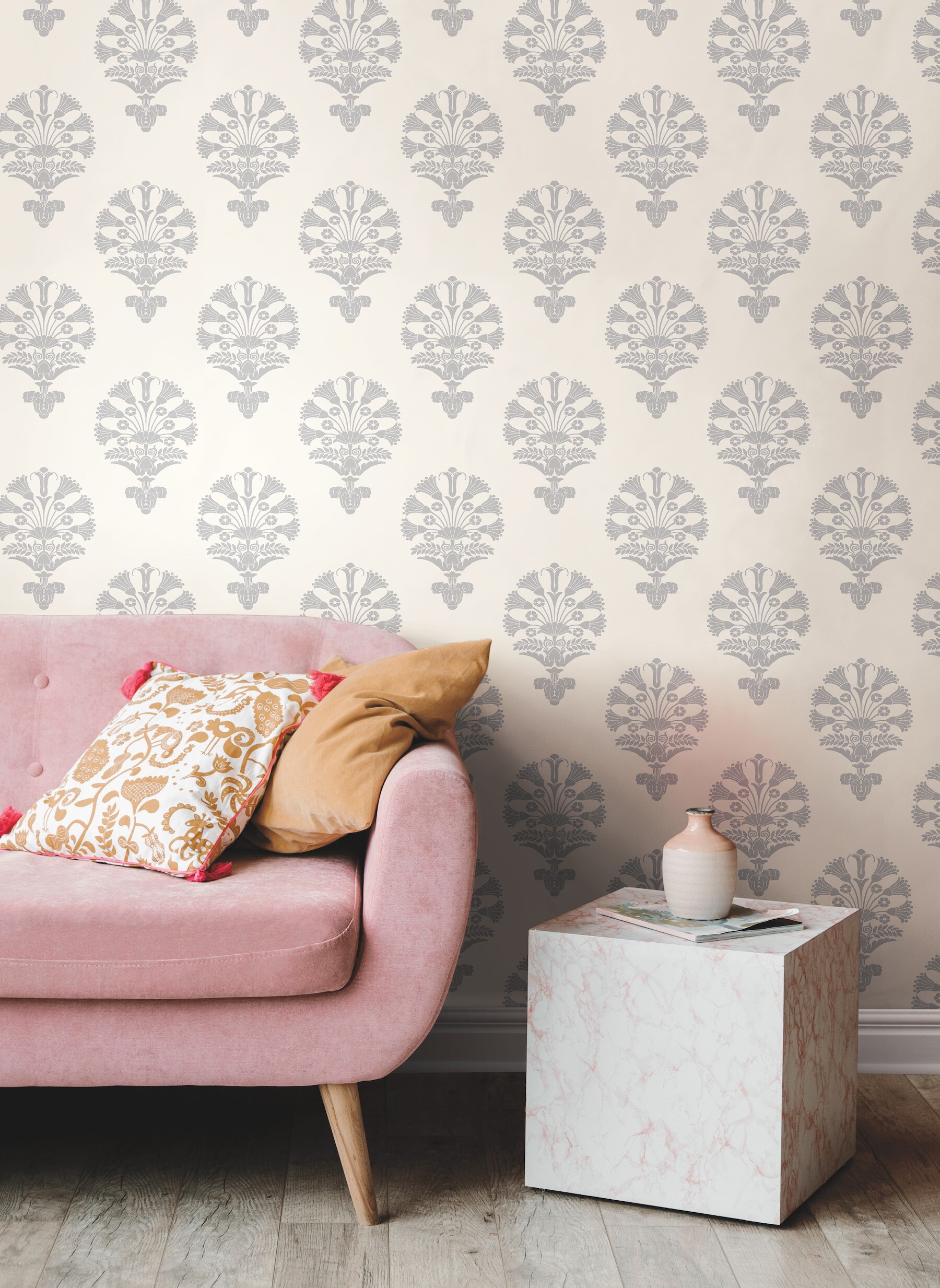 York Wallcoverings SS2535 Silhouettes 60.8-Sq. Feet Gray Non-woven Ivy/Vines Unpasted Wallpaper