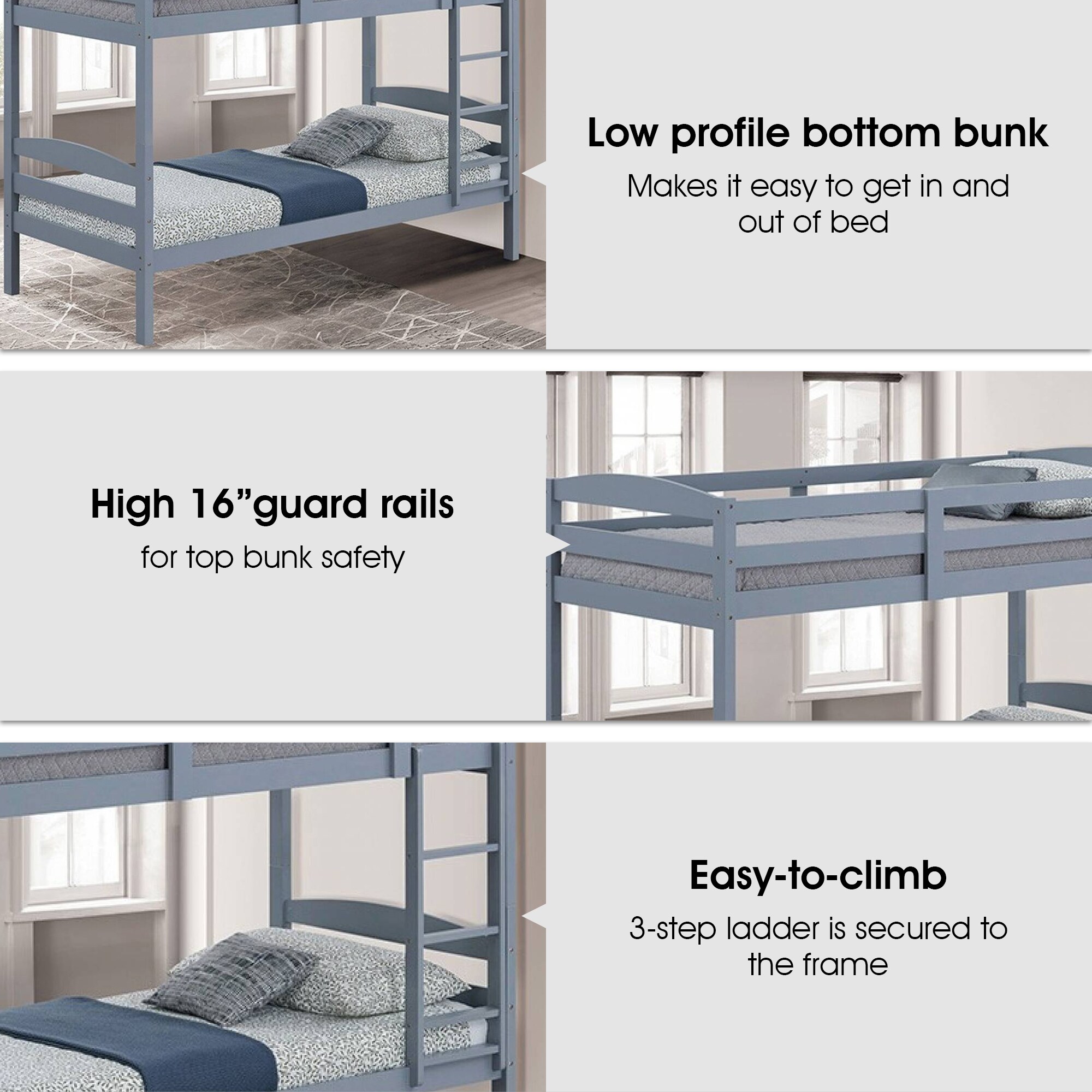 IHOMEadore MDFM-BK110GY-T Bunk-Beds - View #4