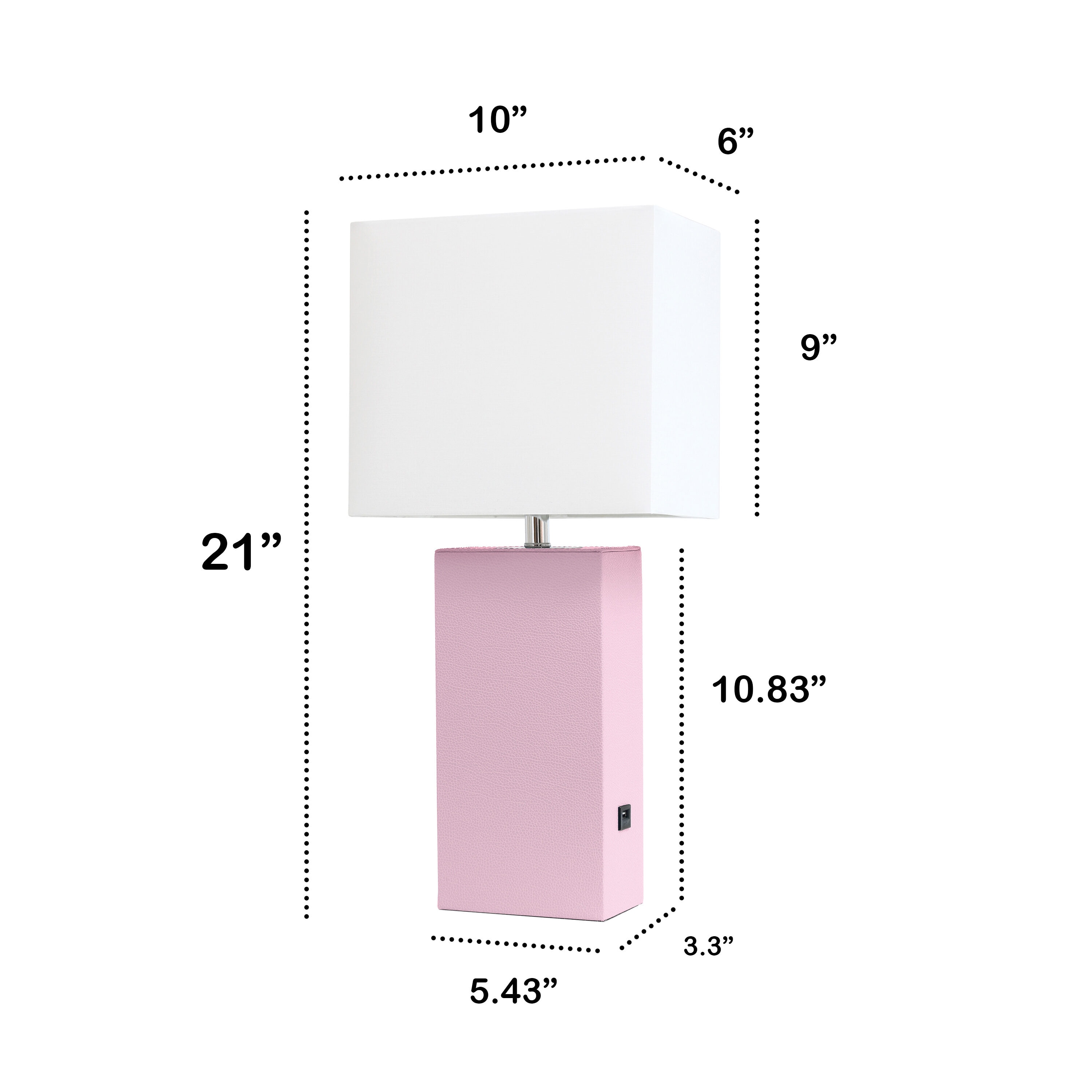 Lexington 21" Blush Pink Leather Base Modern Nightstand Lamp with USB Port