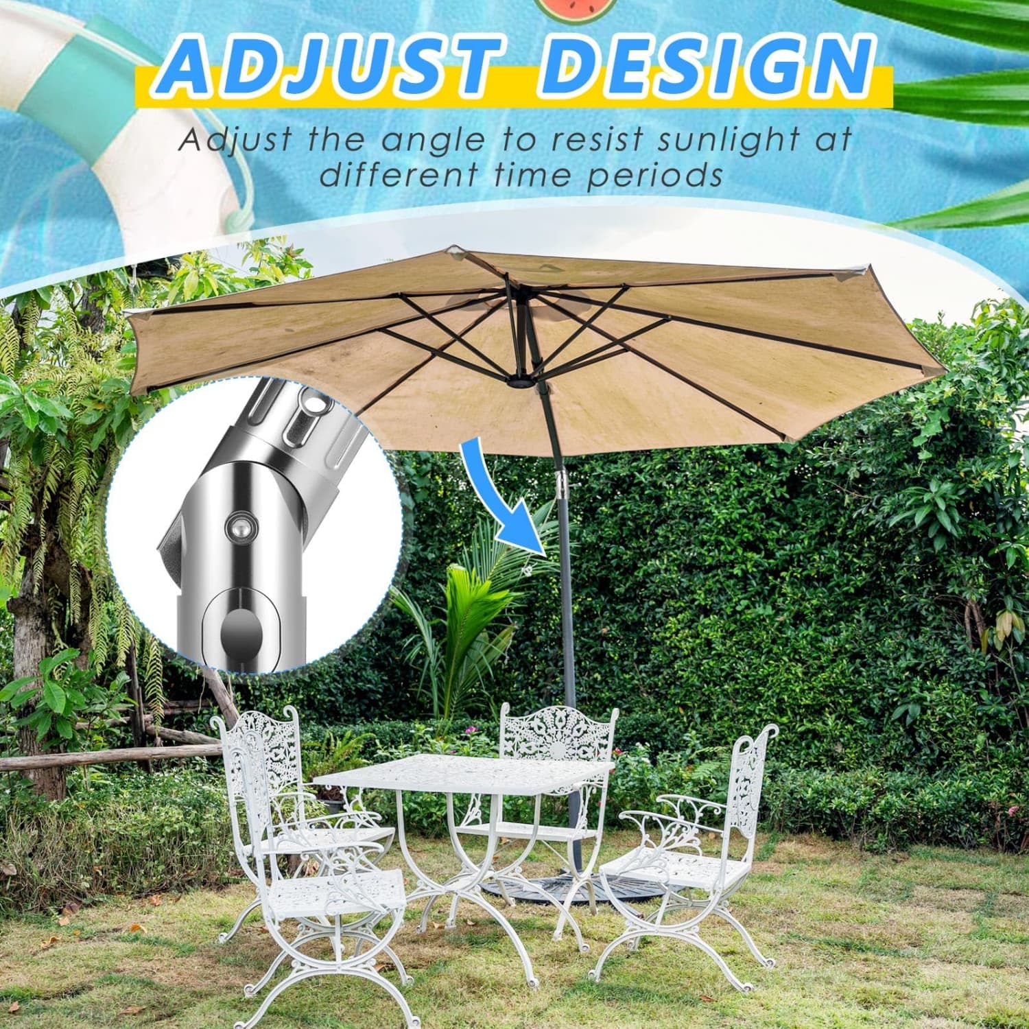 lower pole for patio umbrella aluminum 9' Bottom The Great Escape making it well Bar Height Aluminum Bottom Pole