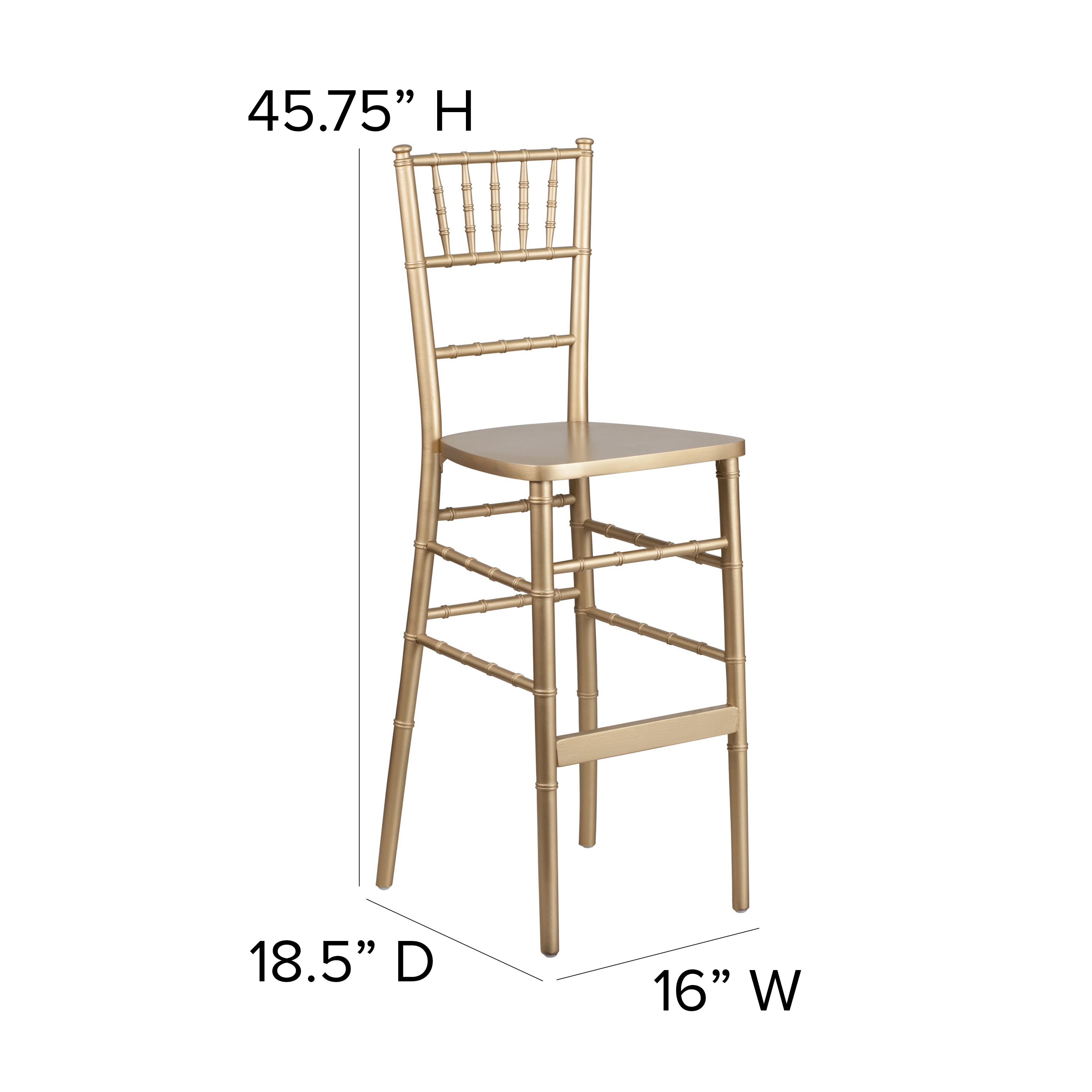 Gold and Brown Wood Chiavari Stackable Barstool