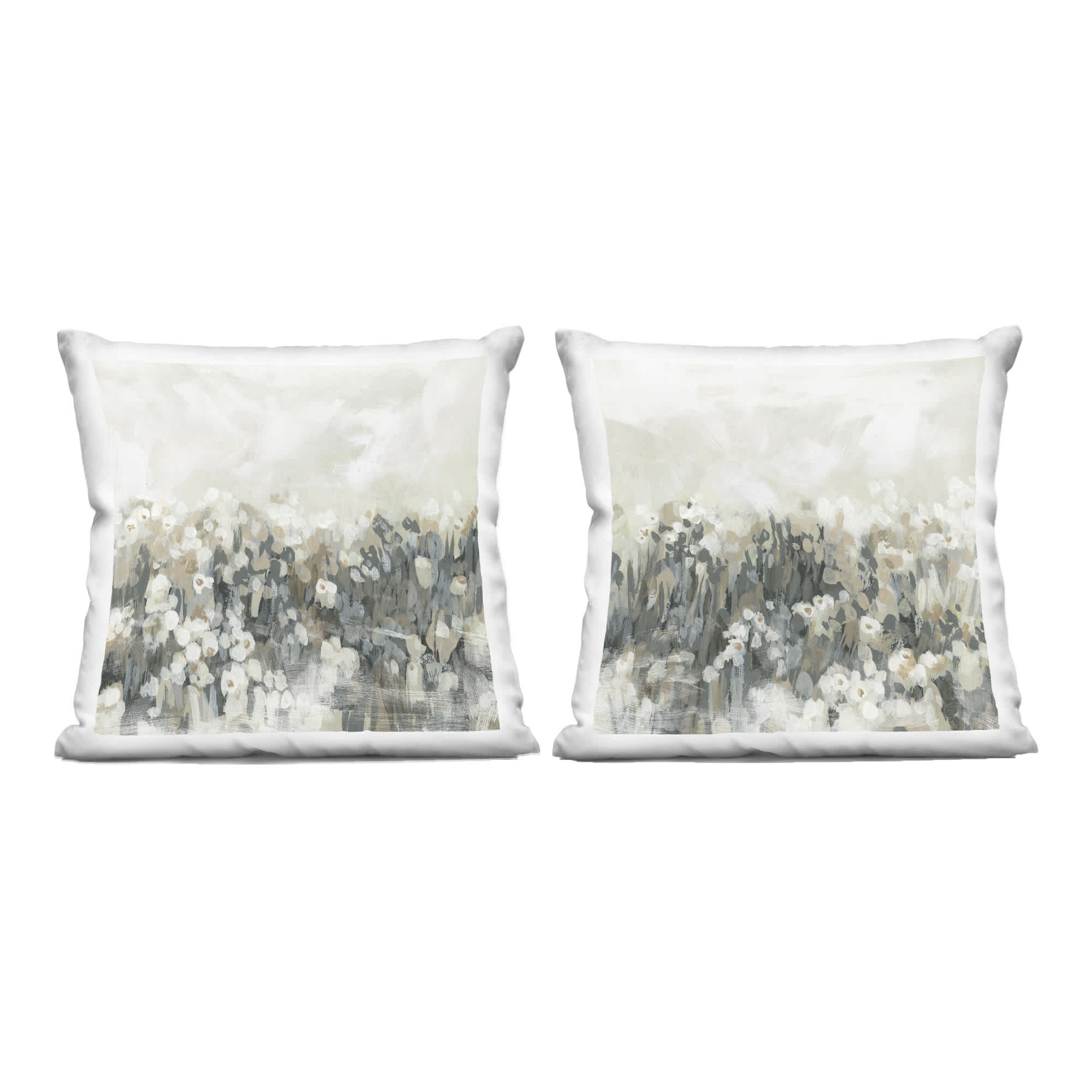 Stupell Industries PL2-872-SQW-2P-18X18 Brushed Flower Meadow Impressions 2pc Decorative Printed Pillow Set Design by June Erica Vess