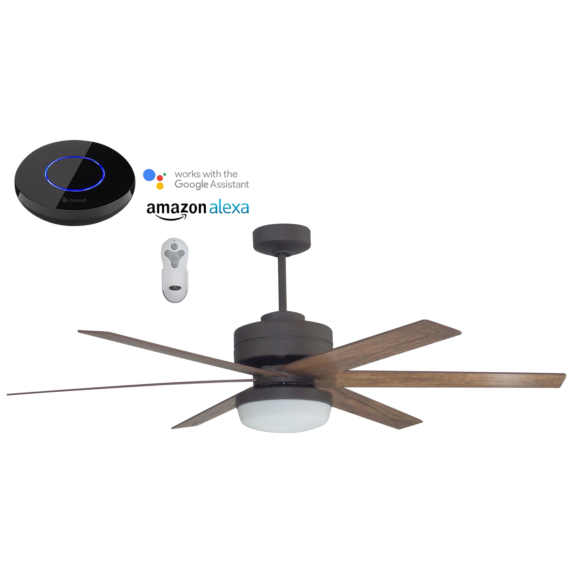 Harbor Breeze Rossman 54-in Bronze Smart Ceiling Fan with Bond Bridge Bundle