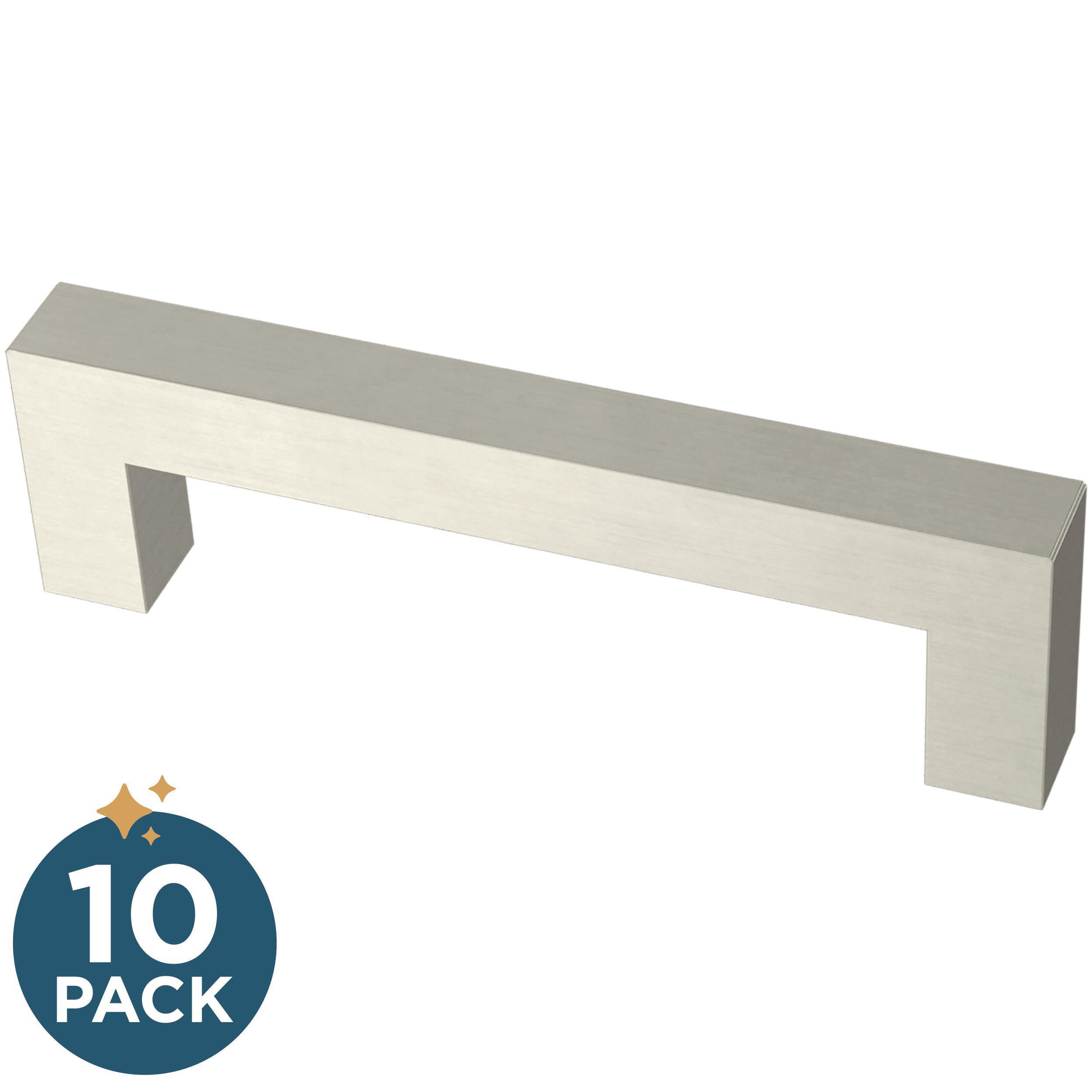 Franklin Brass P46645K-SS-B Simple Modern Square 3-3/4-in , 96mm Center to Center Stainless Steel Rectangular Handle 10 -Pack