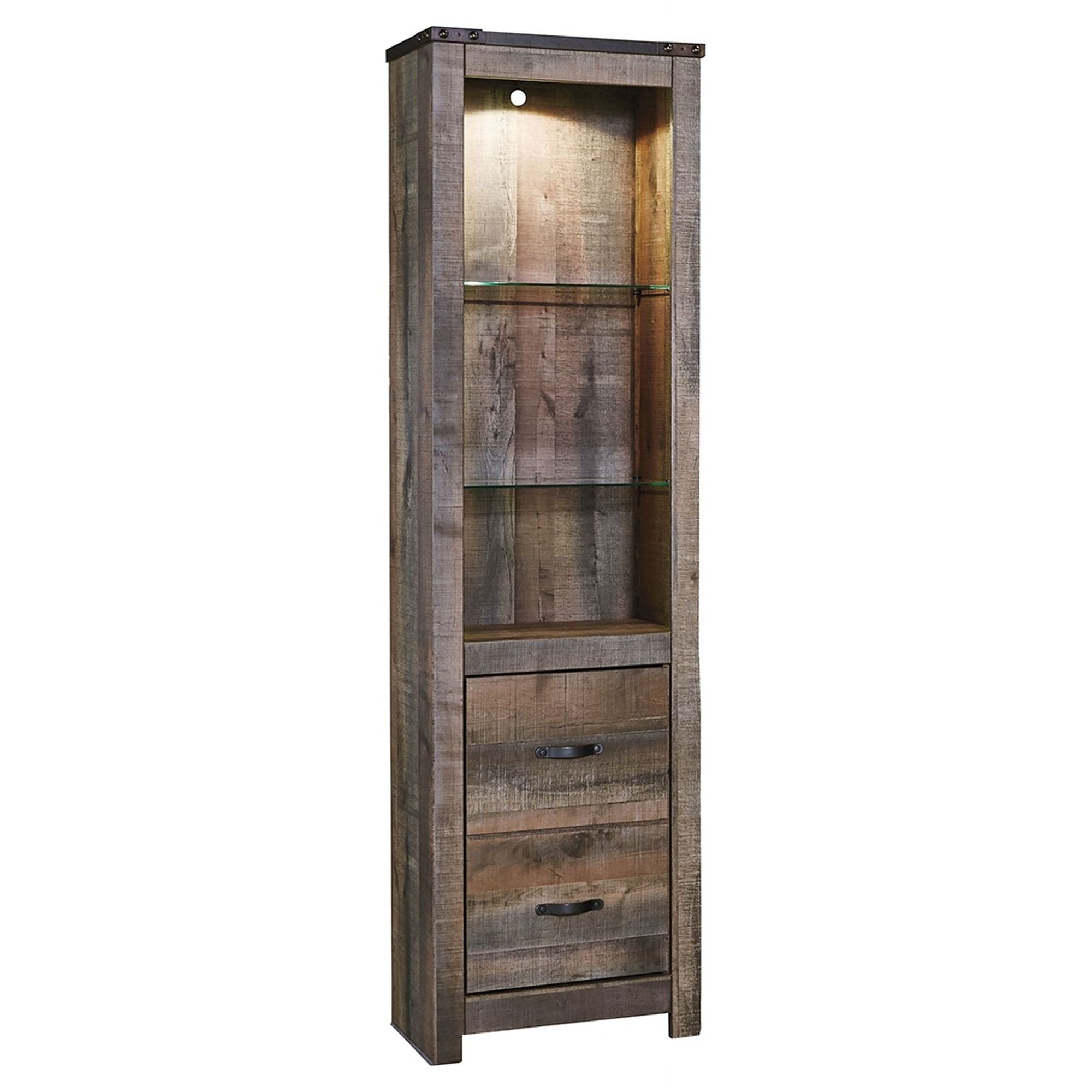 Benzara BM210896 Contemporary/Modern Brown China cabinet with Wine Storage