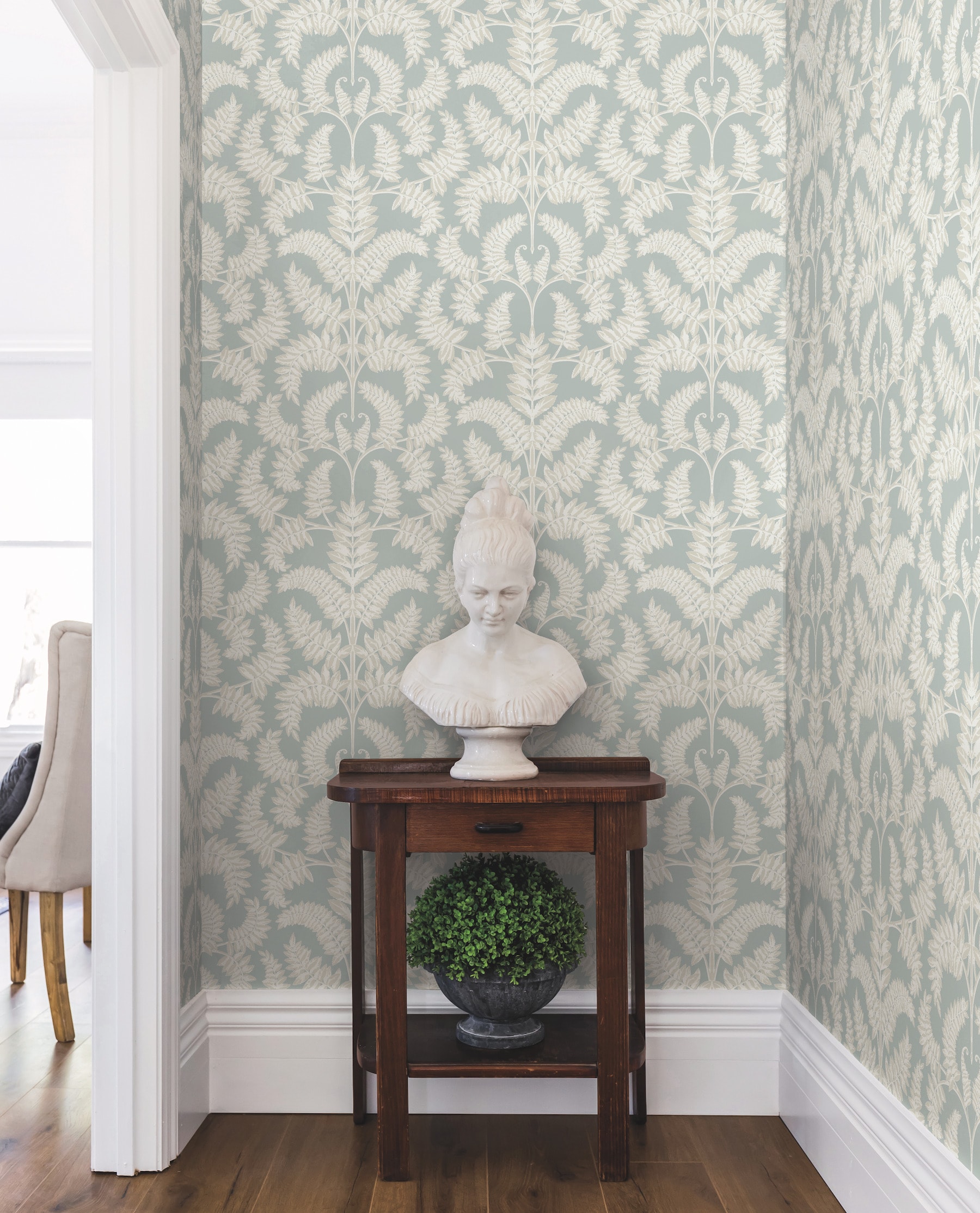 York Wallcoverings DM4964 Damask Resource Library 60.8-Sq. Feet Eucalyptus Non-woven Damask Prepasted Water Activated Paste Wallpaper