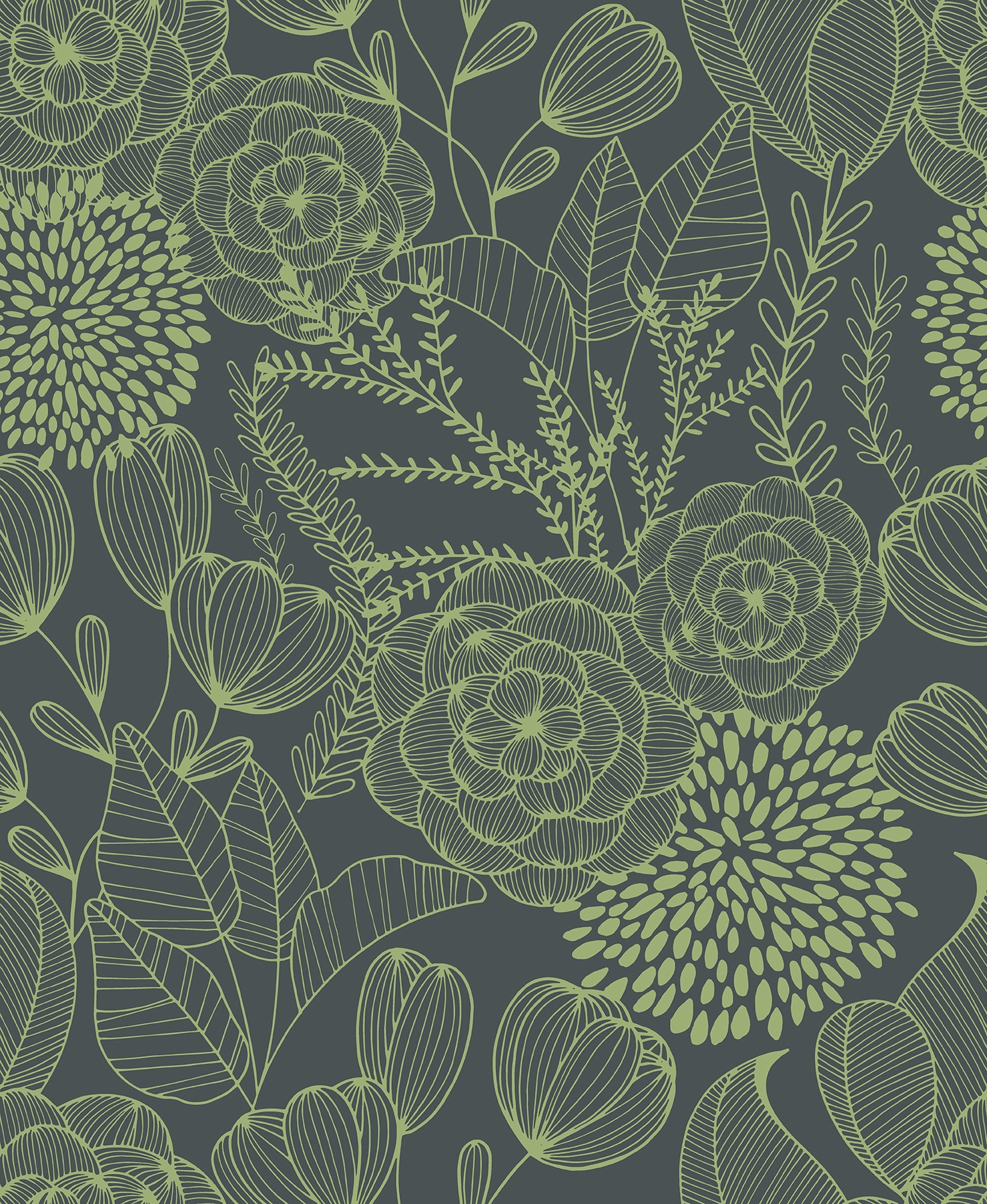A-Street Prints 2903-25855 BlueBell 56.4-Sq. Feet Green Non-woven Floral Unpasted Wallpaper
