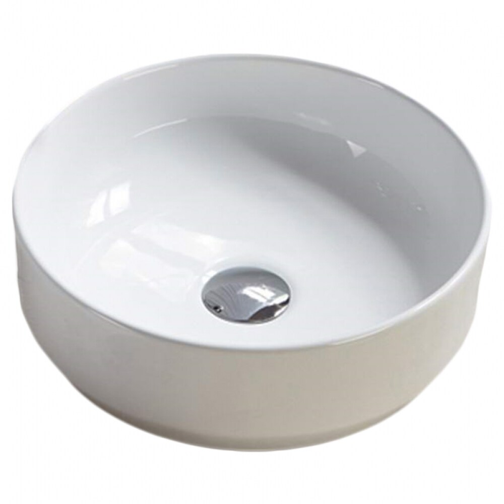 American Imaginations AI-28245 White Ceramic Vessel Round Modern Bathroom Sink (14-in x 14-in)