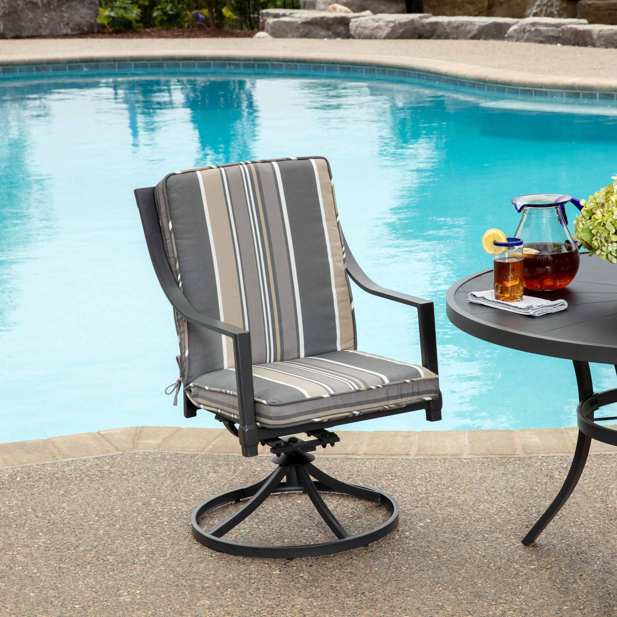 allen + roth 25-in x 25-in Grey Solid Deep Seat Patio Chair