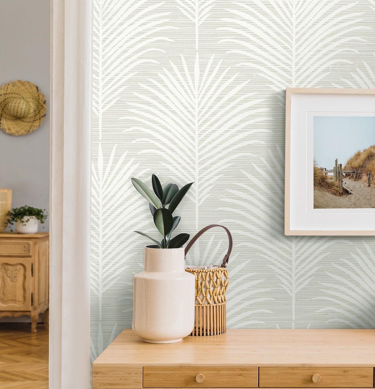 Sea Salt Palm Frond Self-Adhesive Vinyl Wallpaper
