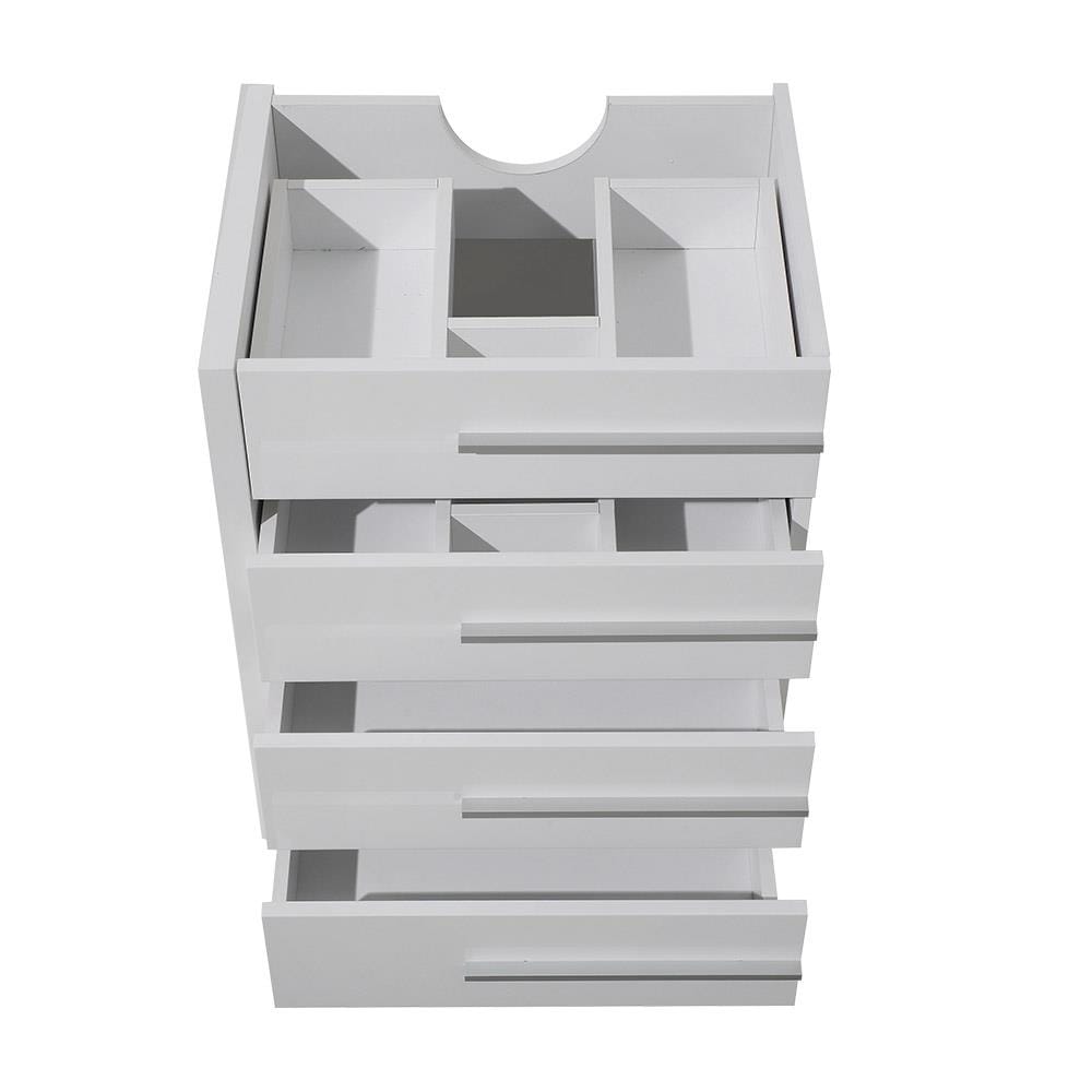 White Engineered Wood Single Bathroom Vanity Base with Drawers