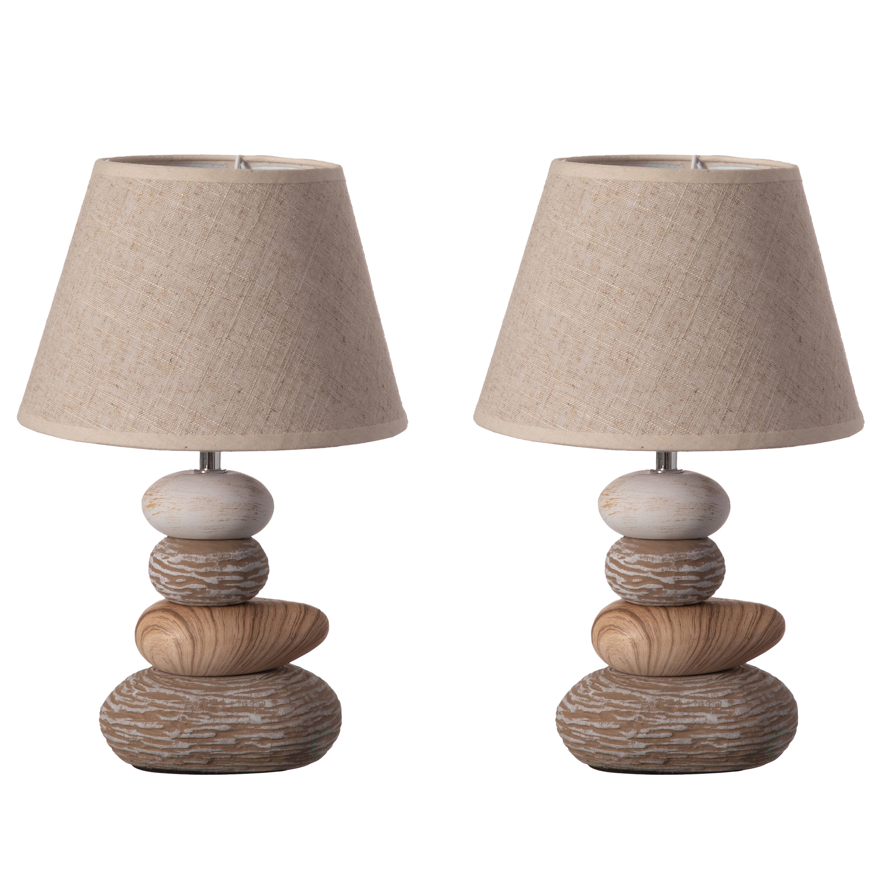 Quickway Imports QI004586.2 Table Lamps 14.5-in Beige LED Incandescent On/Off switch Table Lamp with Acrylic Shade 2 -Set