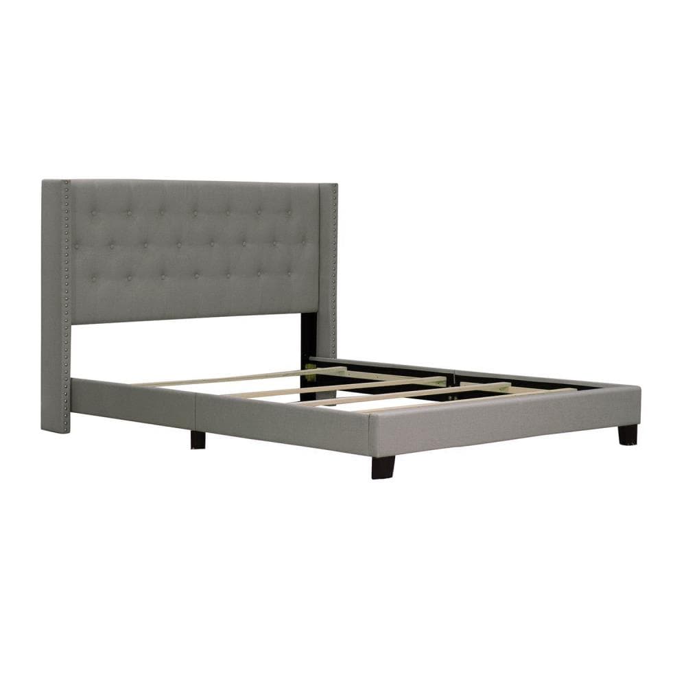 Home Source Industries Quance Gray King Upholstered Panel Bed at Lowes.com