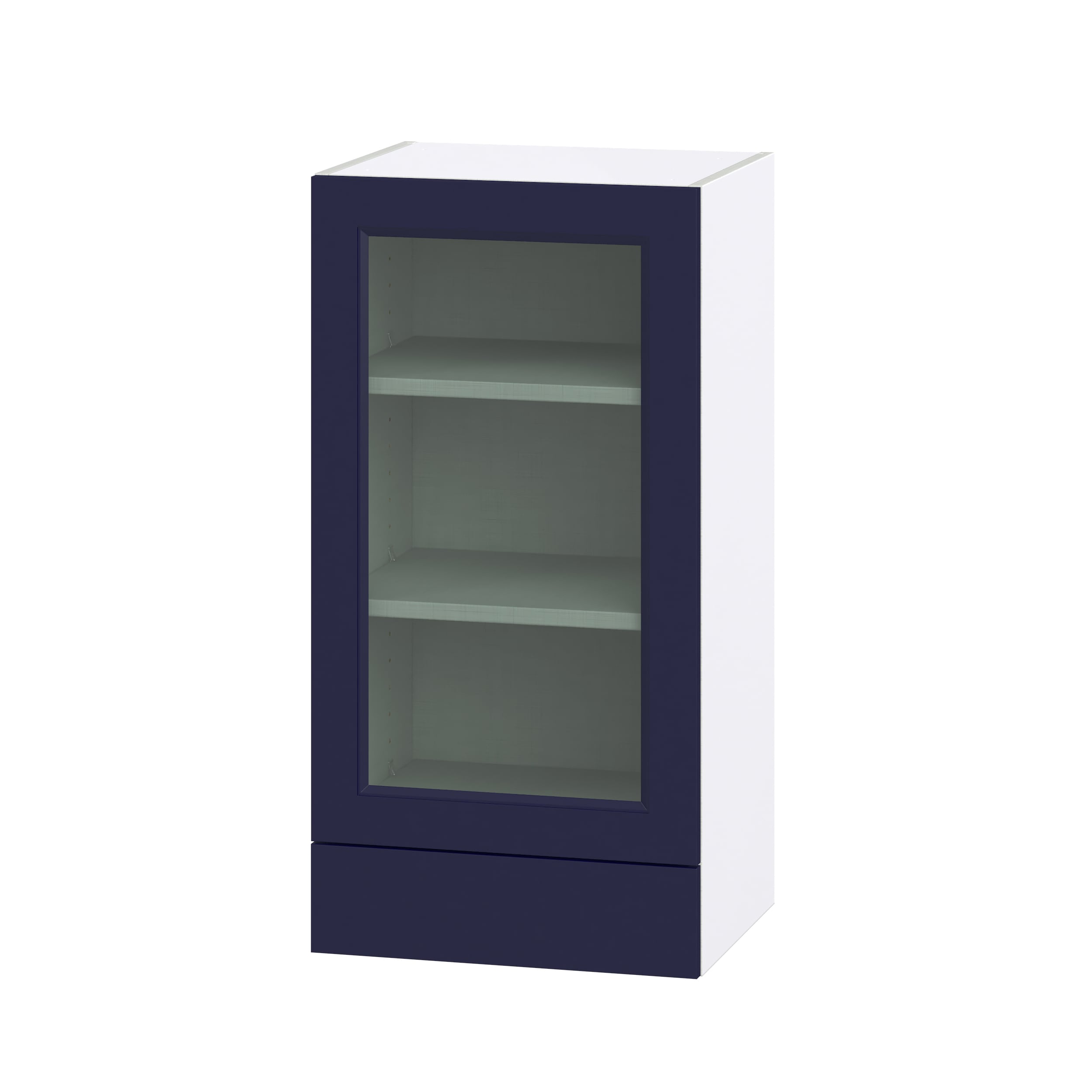 Hugo&Borg DSWG1835A(L/R)-LO Lorette 18-in W x 35-in H x 14-in D Navy Blue 2 -Drawers Wall Fully assembled Cabinet (Glass Panel Glass)