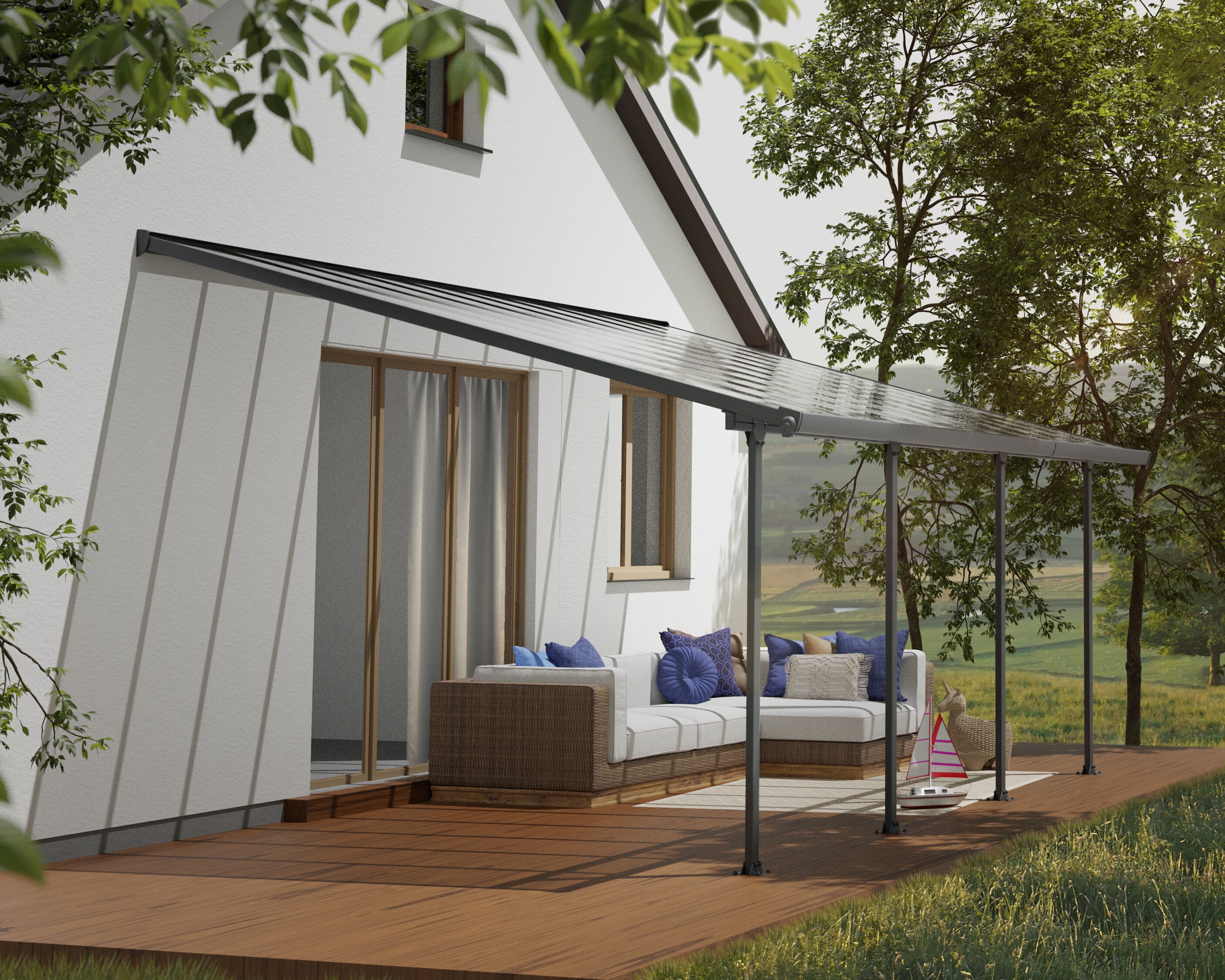 Canopia by Palram 704658 Feria 13-ft x 20-ft Gray Frame/Clear Panels Aluminum Patio cover ( 31-lb )