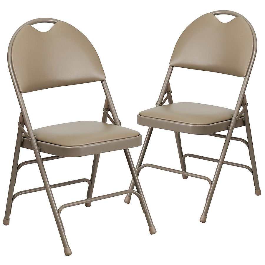 Flash Furniture Indoor Beige Fabric Upholstered Vinyl Standard Folding Chair Flash Furniture Indoor Beige Fabric Upholstered Vinyl Standard Folding Chair
