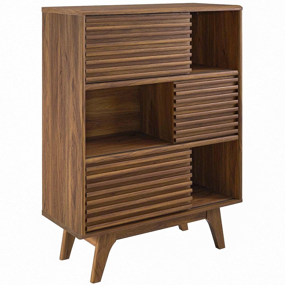 Modway  Render Three-Tier Display Storage Cabinet Stand in Walnut