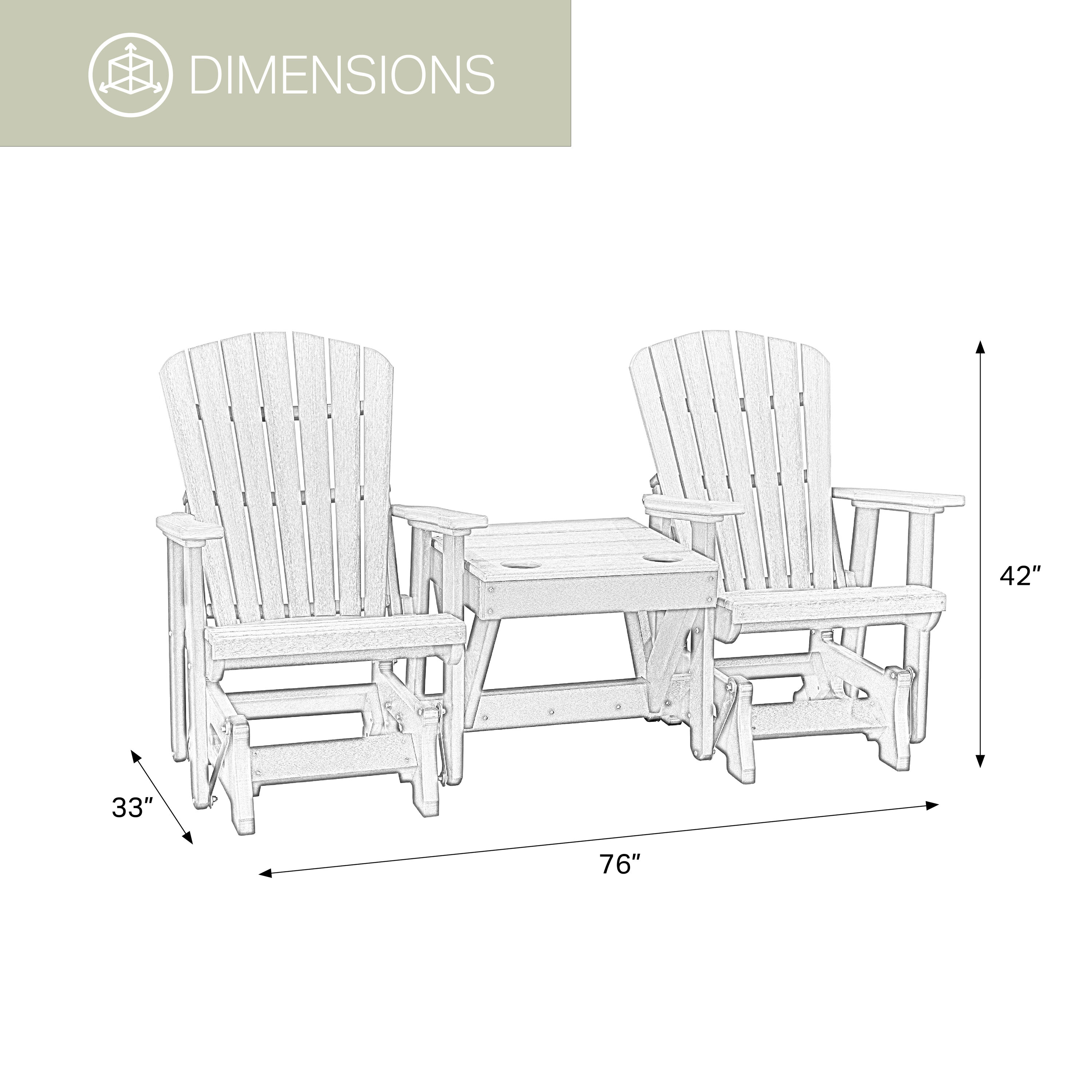 Light Gray and Black HDPE Double Glider with Center Table