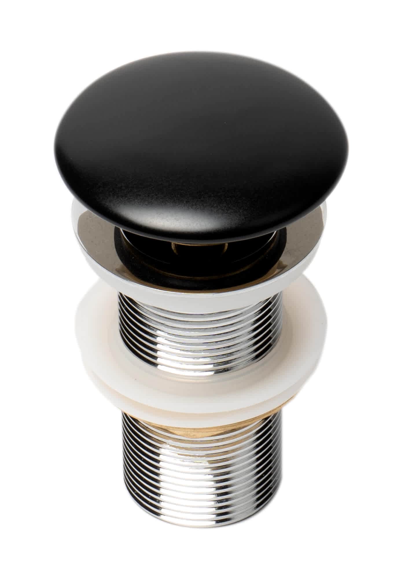 ALFI AB8055-BM AB8055-BM Black Matte Ceramic Mushroom Top Pop Up Drain for Sinks without Overflow