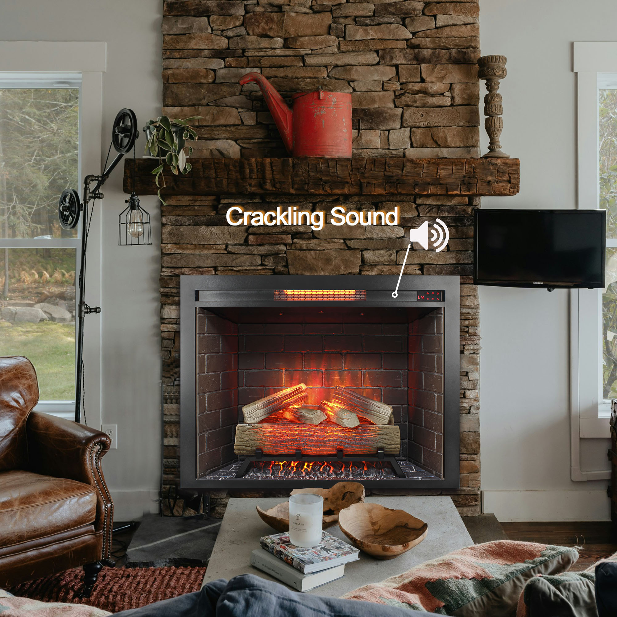 SINOFURN SYC070037BK Electric-Fireplace-Fireboxes - View #2