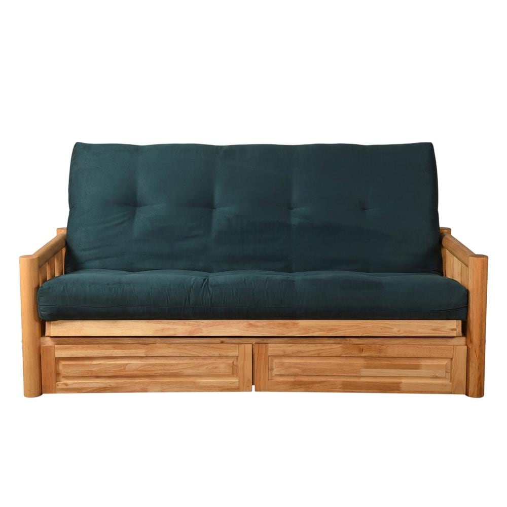 Kodiak Furniture Lodge Frame-Natural Finish-Suede Navy Mattress-Storage Drawers