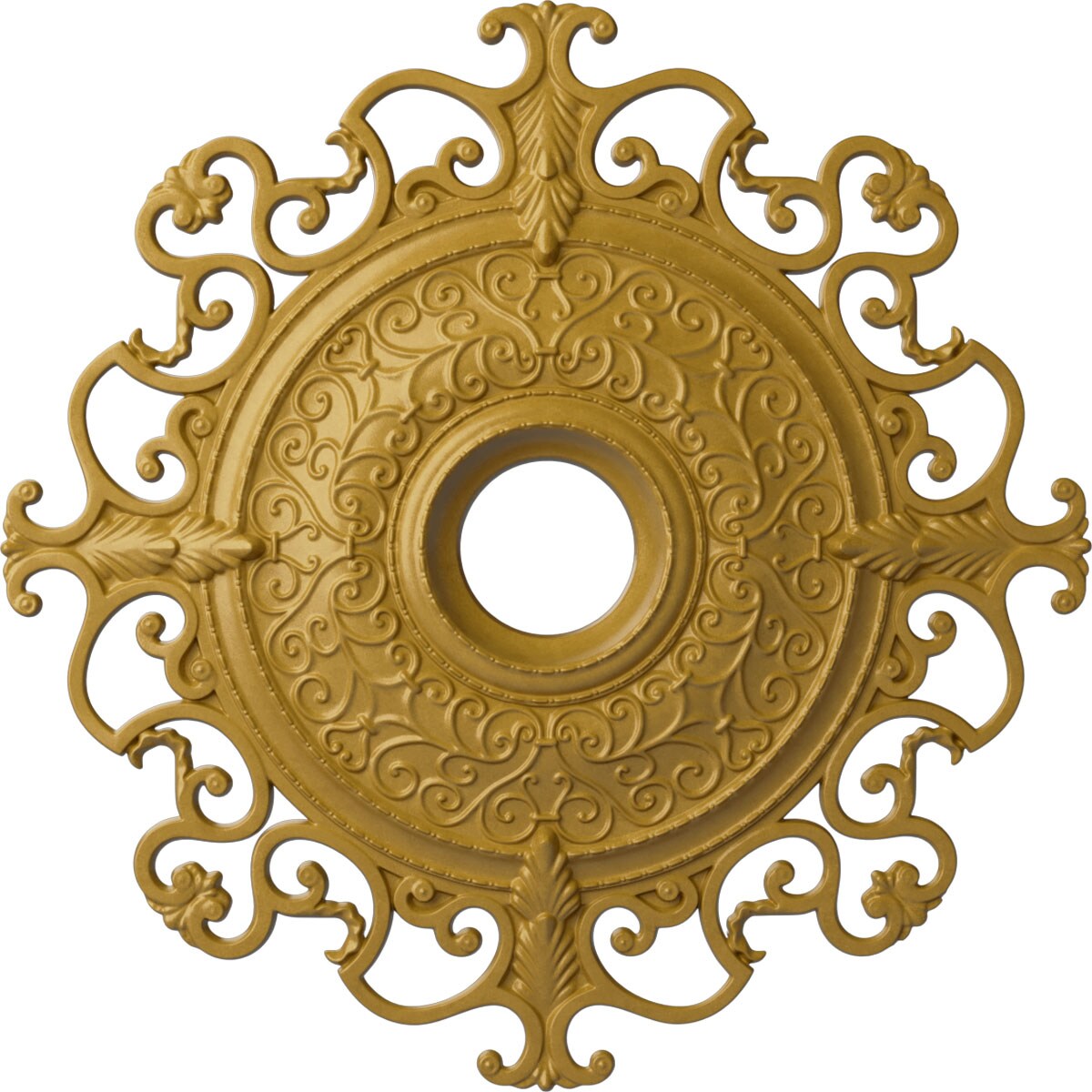 Ekena Millwork CM38OLIGS Orleans 38.375-in W x 38.375-in L Painted Iridescent Gold Polyurethane Whole Ceiling Medallion