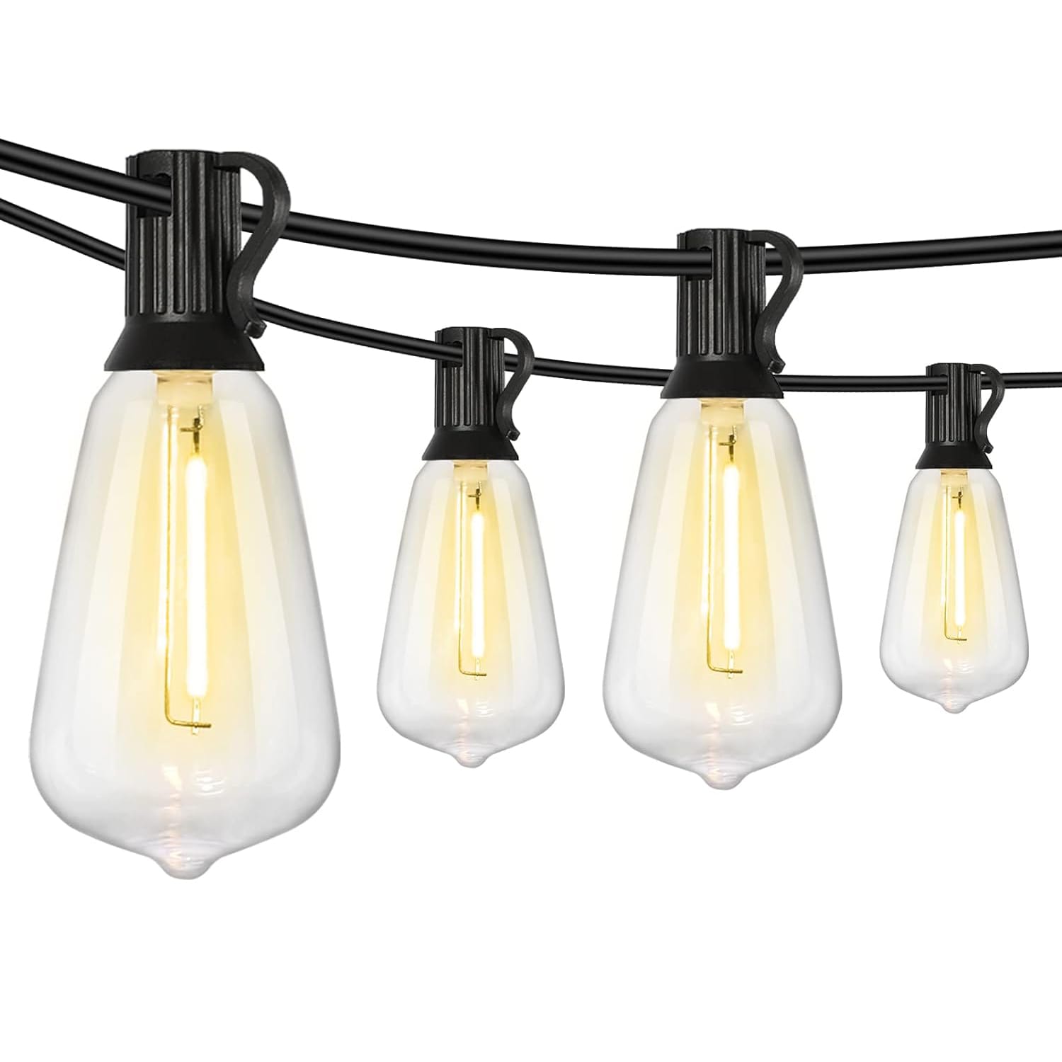 Etokfoks  50 ft Waterproof Outdoor String Lights with 27 Shatterproof LED Edison Style Bulbs Weatherproof Patio Garden Pergola Decor