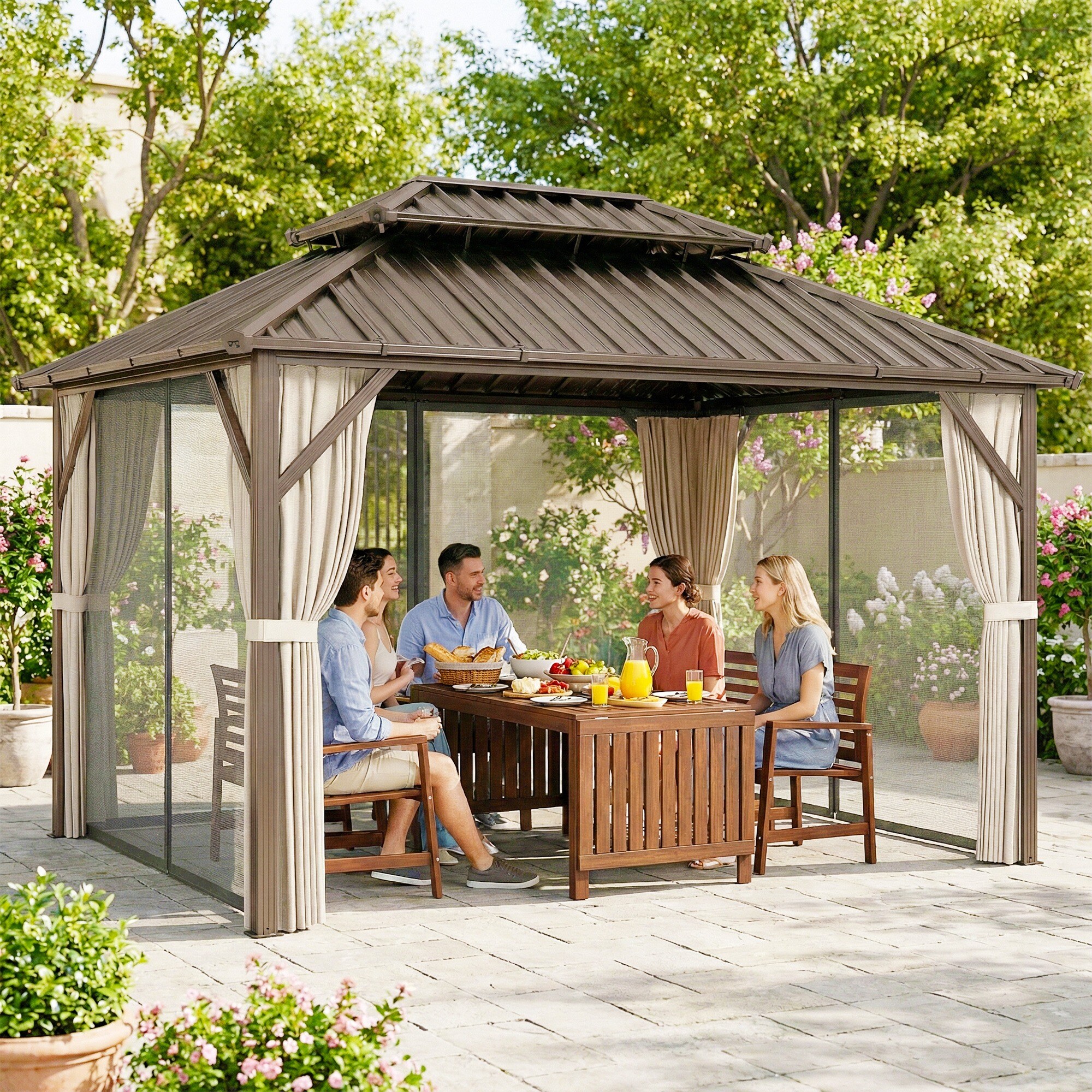 Outsunny 84C-771V02BN Wood-Resin-Gazebos - View #9