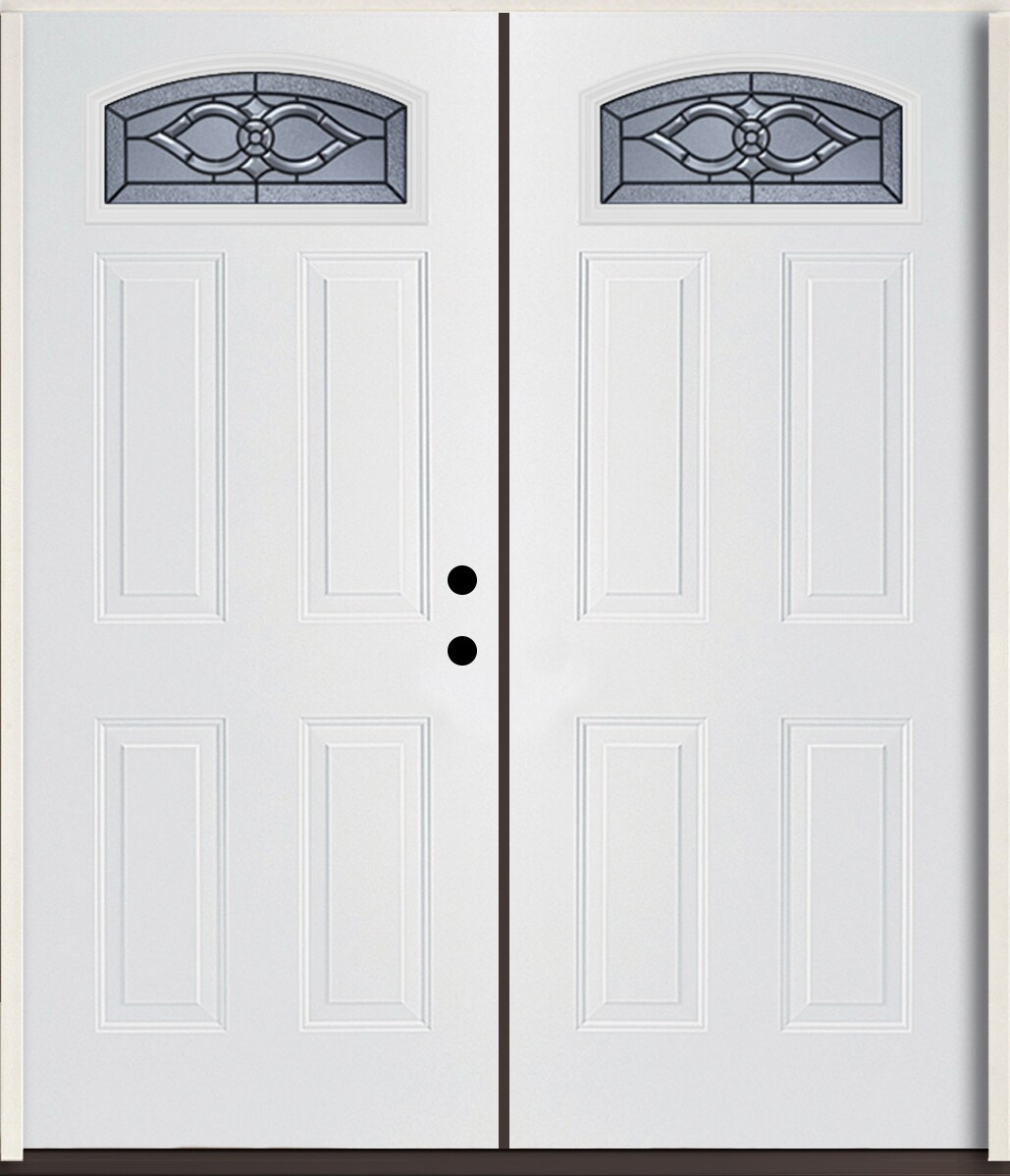 RELIABILT LO911119 Calista 72-in x 80-in x Fiberglass 1/4 lite Left-hand inswing Modern White Painted Prehung Double Front Door Insulating core