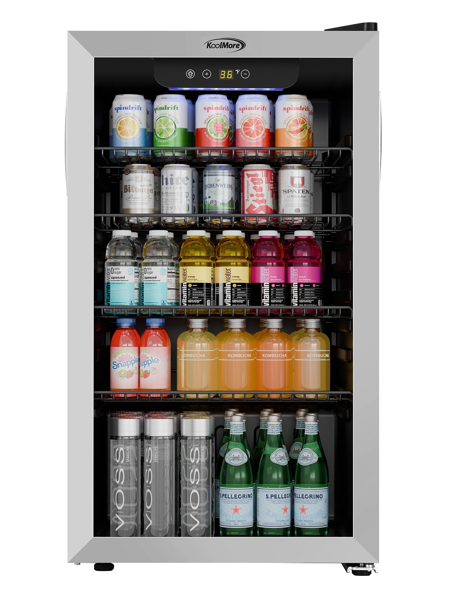 KoolMore LOW-KM-BR32SS 18-in W 119 -Can Capacity black Freestanding Indoor Beverage Refrigerator with Glass Door