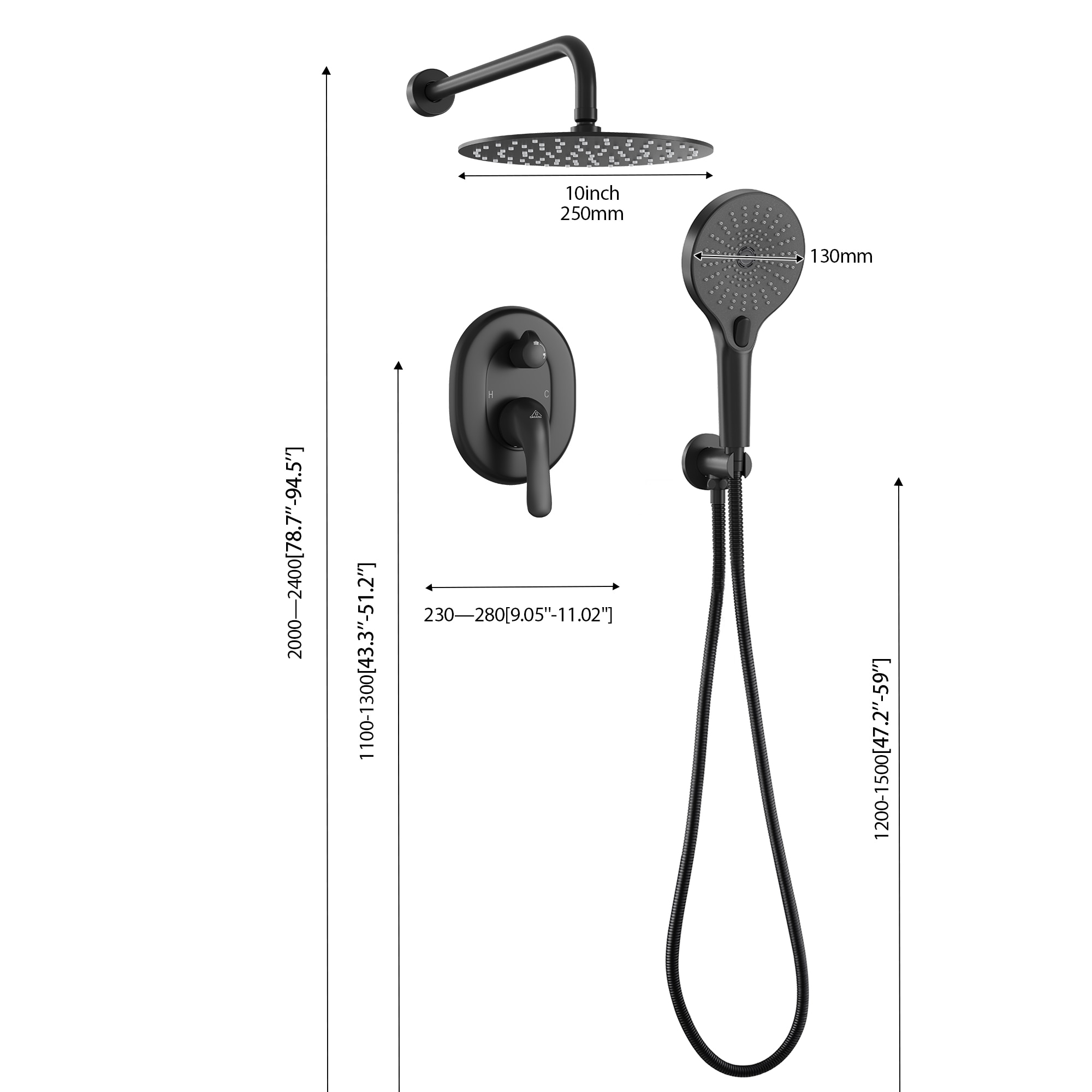 CASAINC CS3602-16BG Showerhead-Bar-Panels - View #11